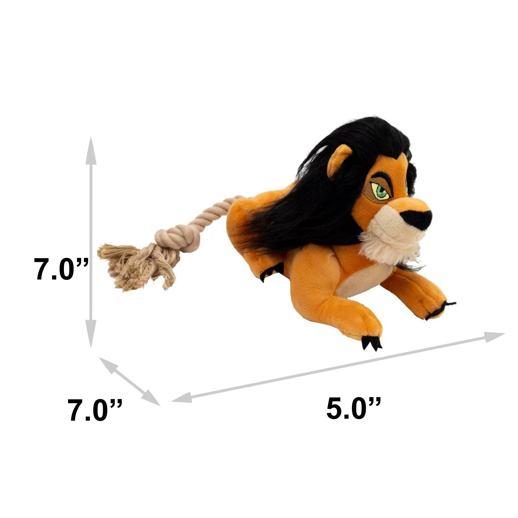 Dog Toy Squeaker Plush - Disney The Lion King Scar Full Body Pose with Rope Tail - Image 3