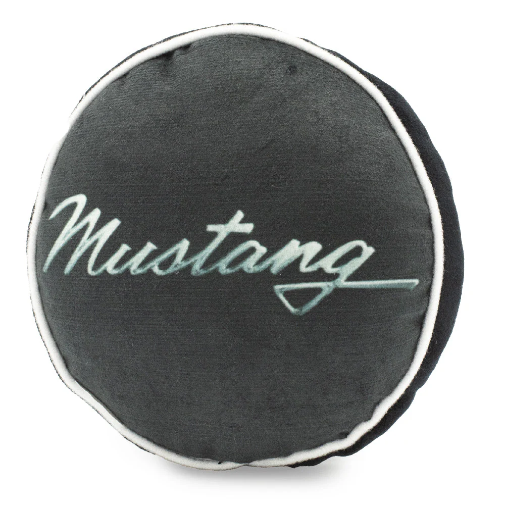 Dog Toy Squeaker Plush - FORD MUSTANG Tri-Bar Logo Script Round - Image 2