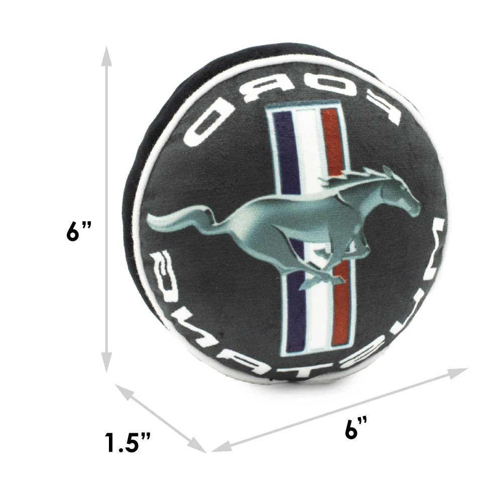 Dog Toy Squeaker Plush - FORD MUSTANG Tri-Bar Logo Script Round - Image 3