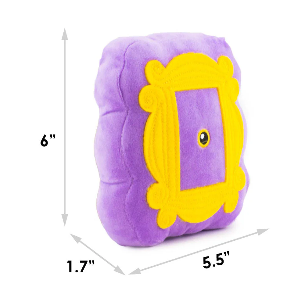 Dog Toy Squeaker Plush - Friends Monica's Peephole Frame Purple Yellows - Image 4