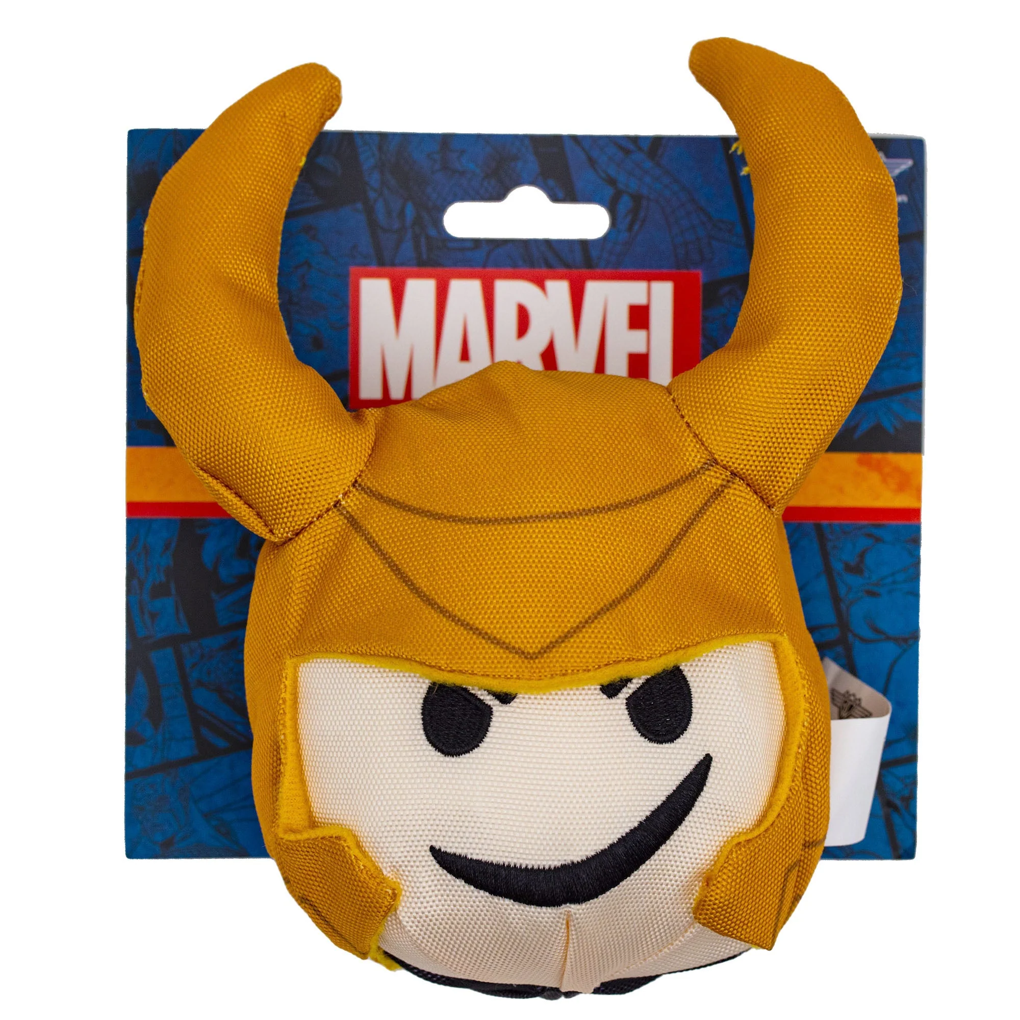 Dog Toy Squeaker Plush - Loki Smirking Face Round - Image 4
