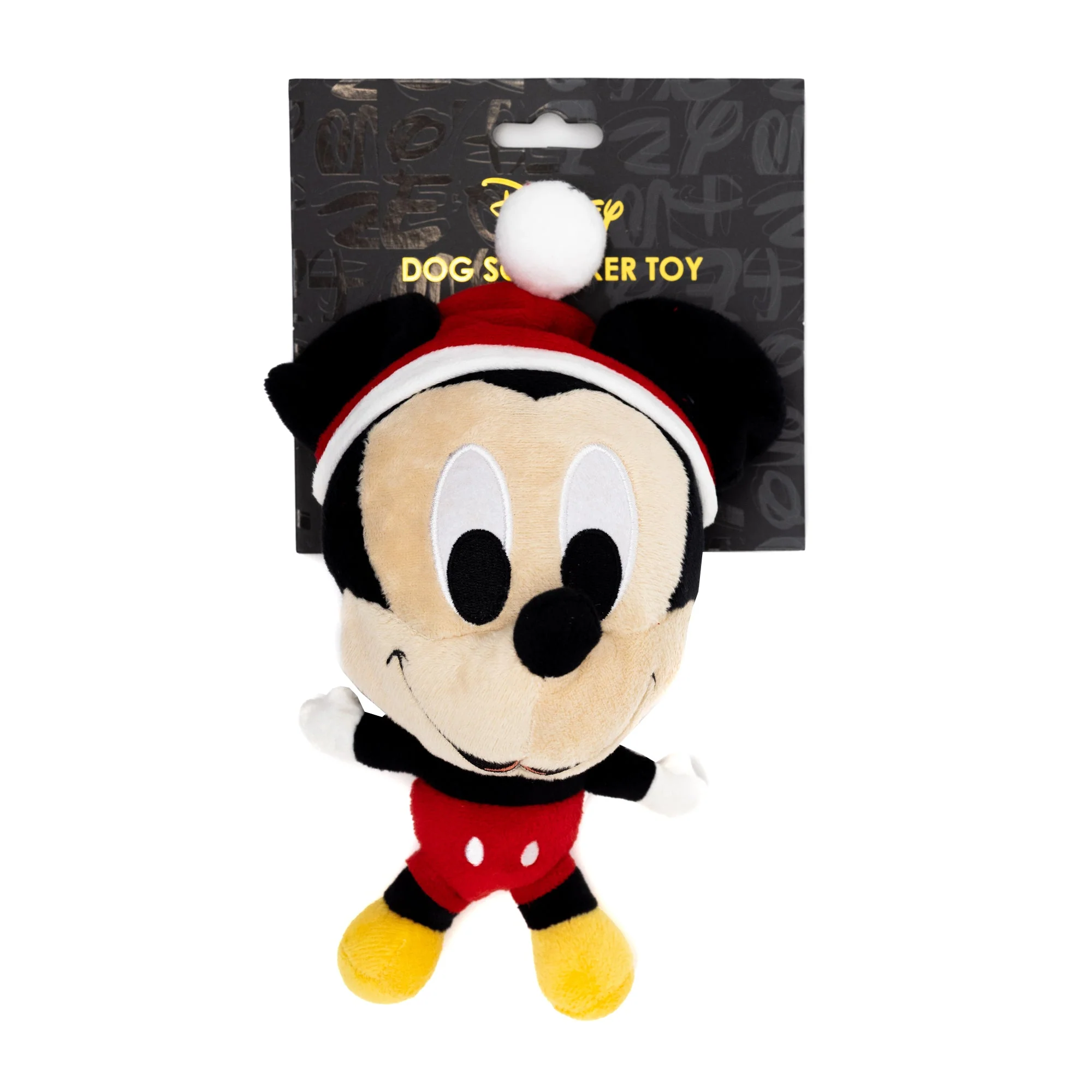 Dog Toy Squeaker Plush - Mickey Mouse Santa Hat Full Body Pose - Image 2