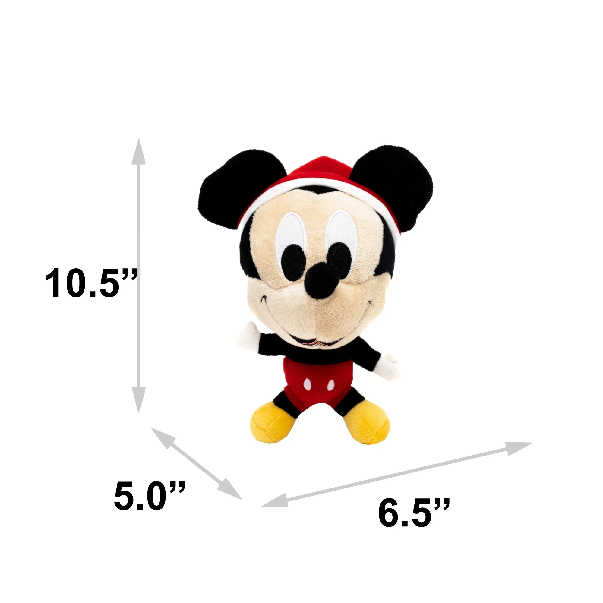 Dog Toy Squeaker Plush - Mickey Mouse Santa Hat Full Body Pose - Image 3