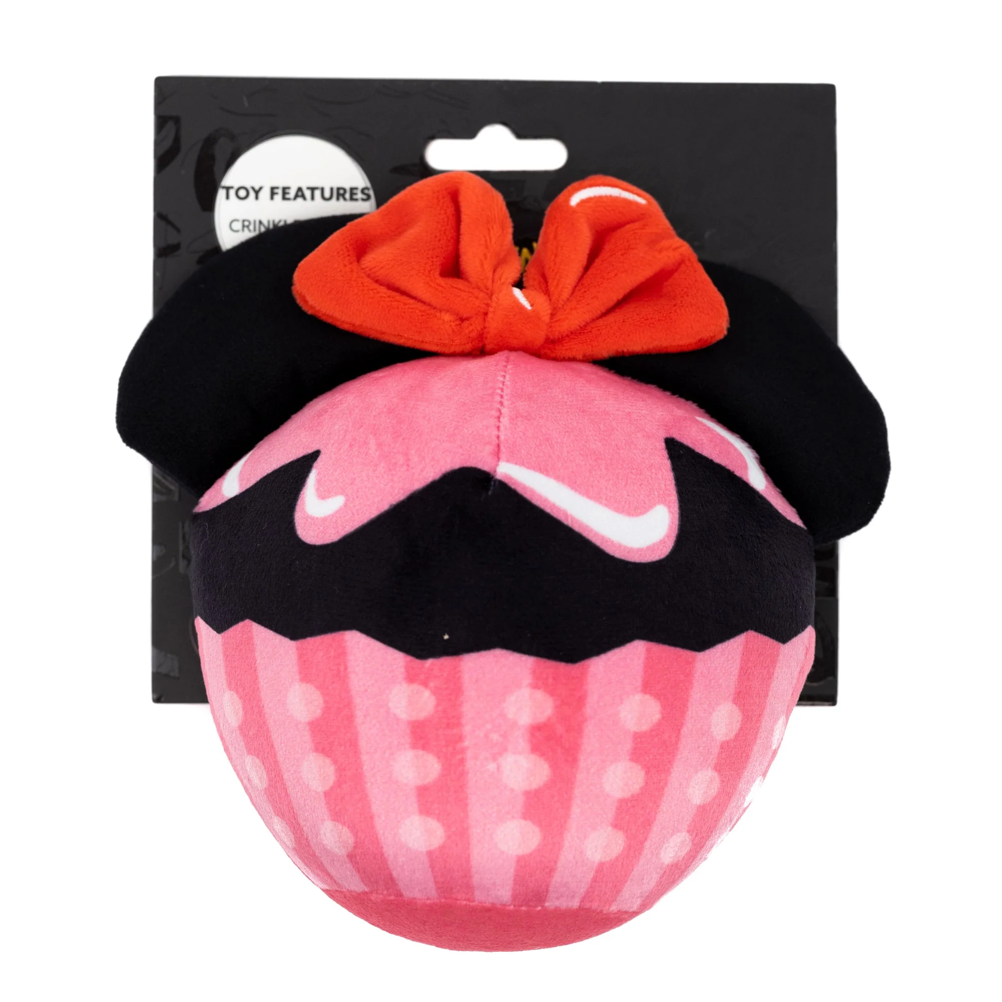 Dog Toy Squeaker Plush - Minnie Mouse Cupcake with Ears and Bow - Image 4