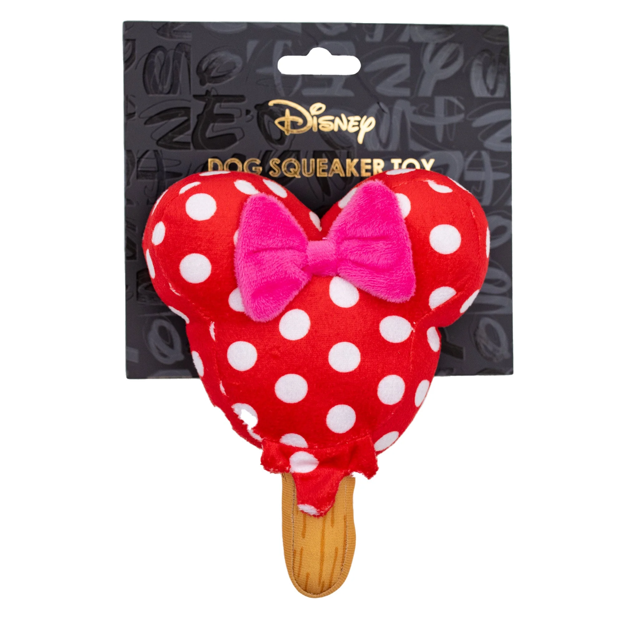 Dog Toy Squeaker Plush - Minnie Mouse Ice Cream with Ears and Bow Red - Image 3