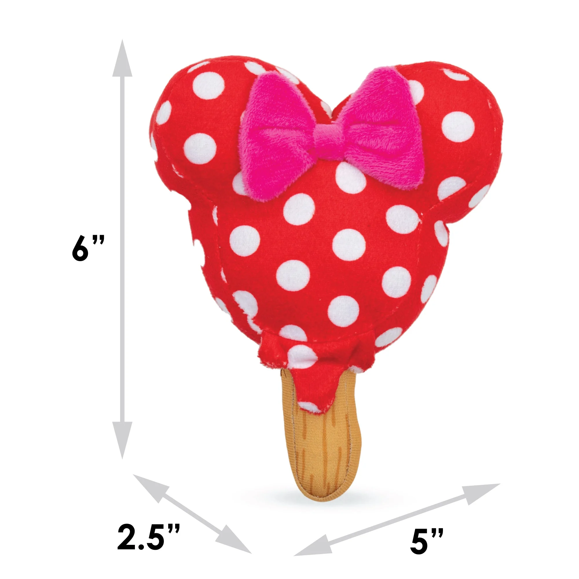 Dog Toy Squeaker Plush - Minnie Mouse Ice Cream with Ears and Bow Red - Image 4