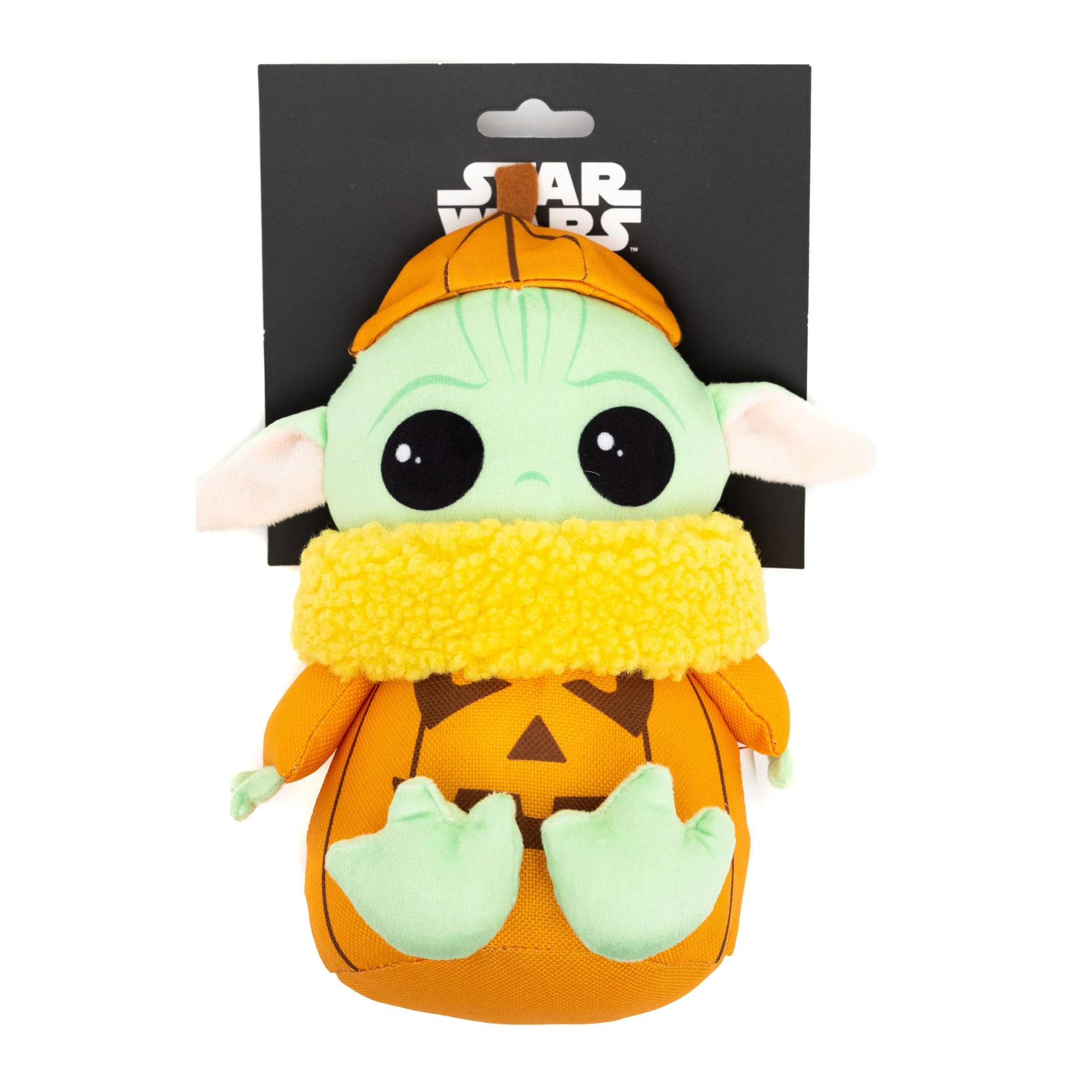 Dog Toy Squeaker Plush - Star Wars Halloween Grogu Pumpkin Sitting Pose - Image 3