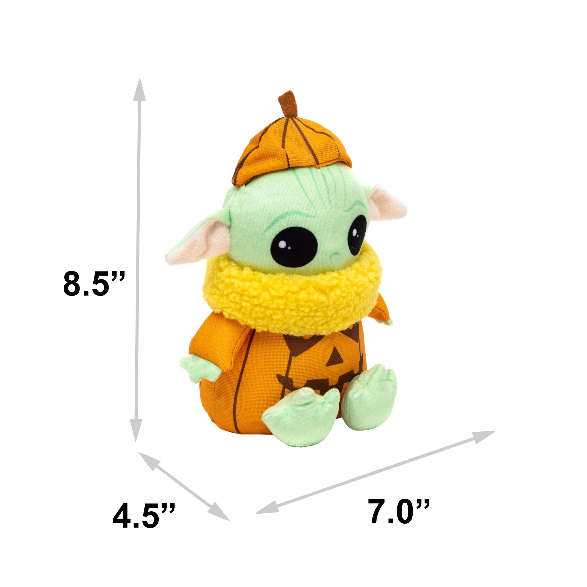 Dog Toy Squeaker Plush - Star Wars Halloween Grogu Pumpkin Sitting Pose - Image 4