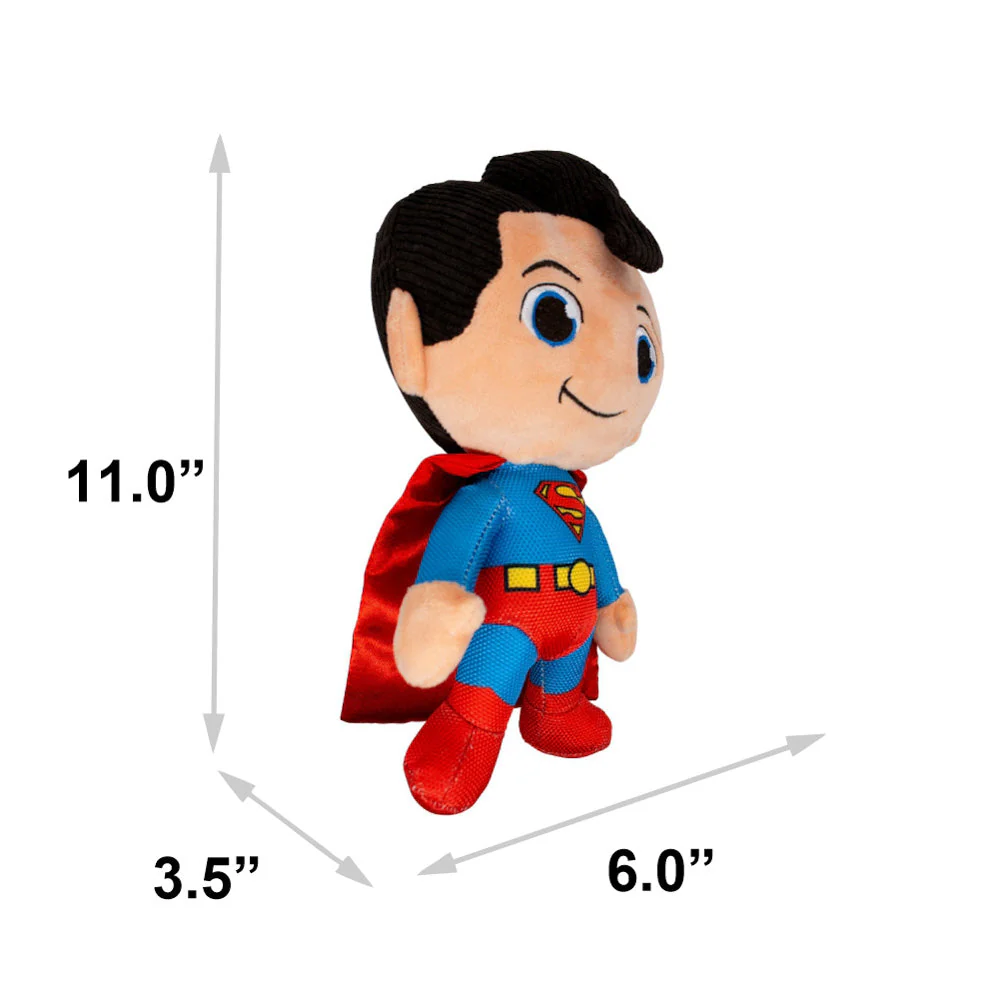 Dog Toy Squeaker Plush - Superman Chibi Full Body Standing Pose with Corduroy Hair - Image 4