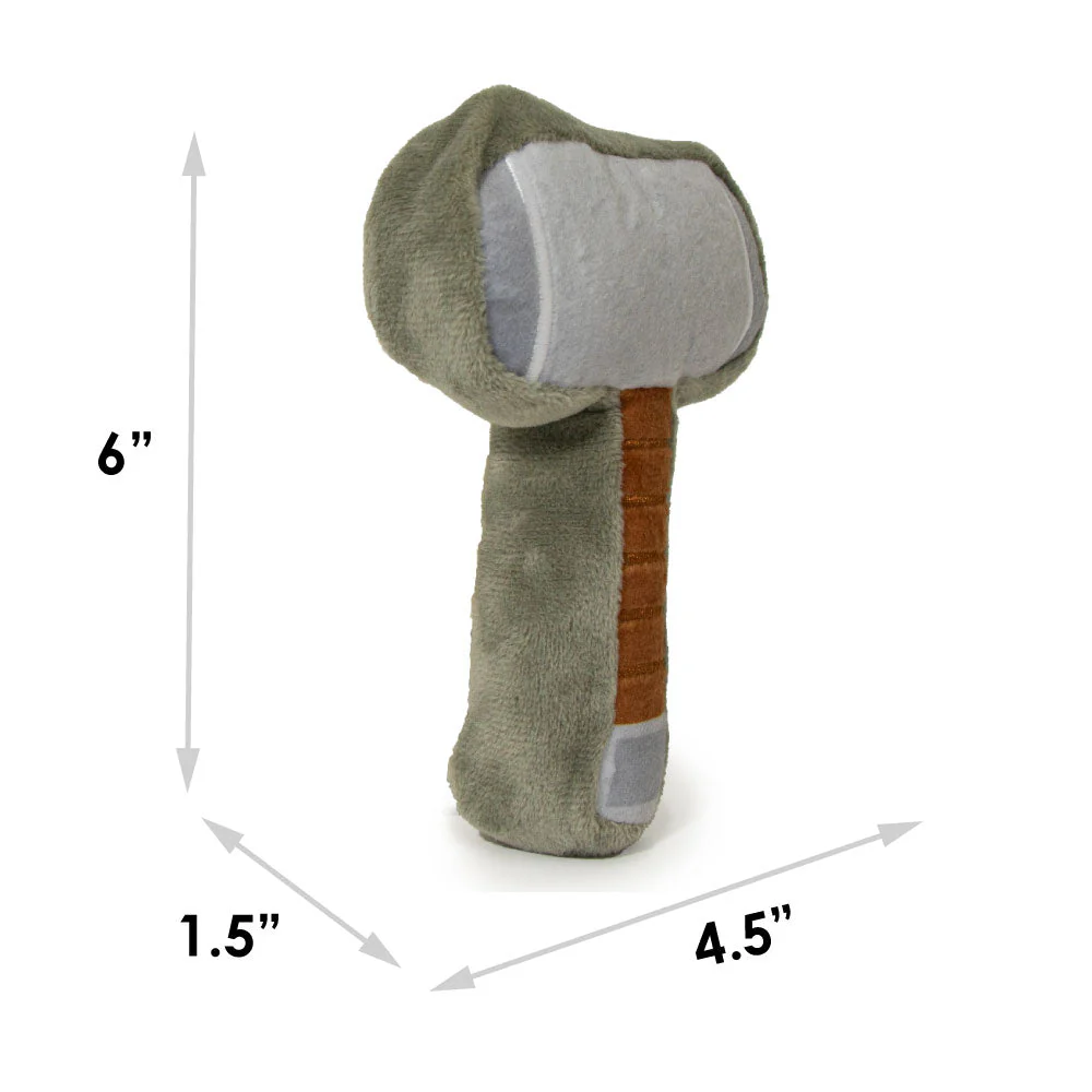 Dog Toy Squeaker Plush - Thor's Hammer Grays Browns - Image 7