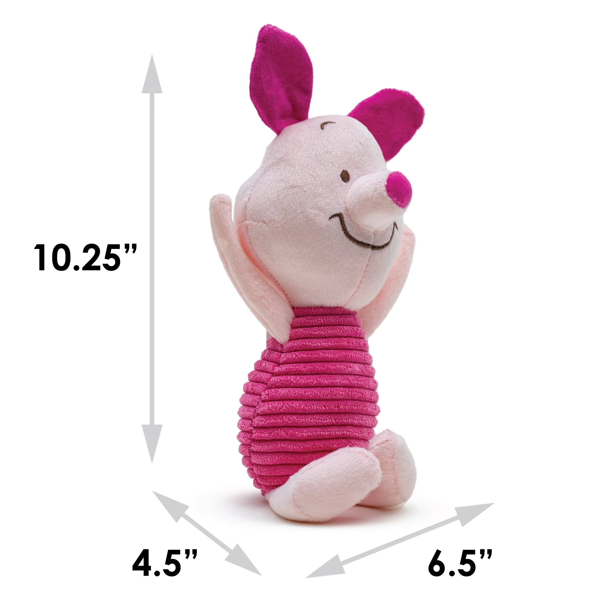 Dog Toy Squeaker Plush - Winnie the Pooh Piglet Arms Up Sitting Pose - Image 5
