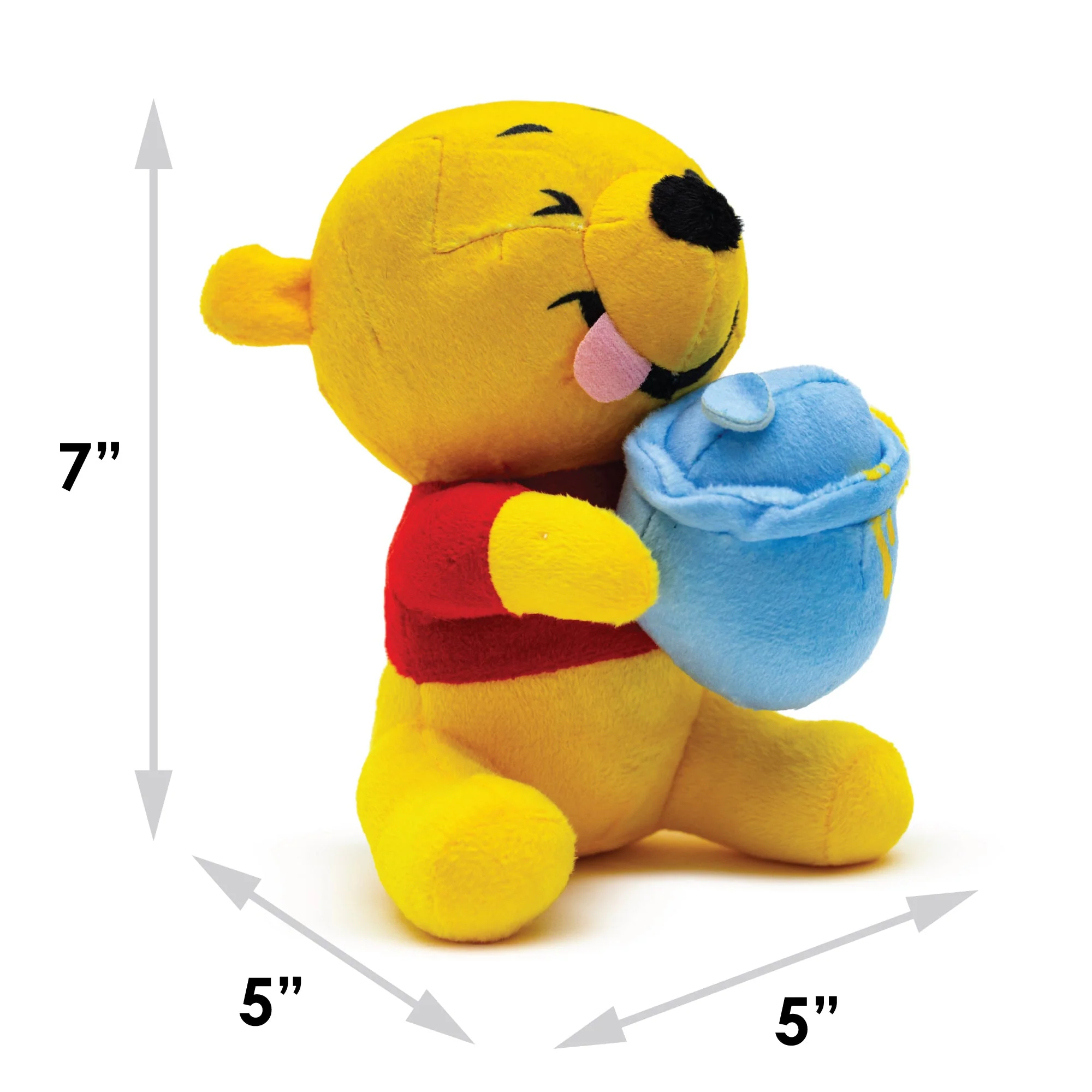 Dog Toy Squeaker Plush - Winnie the Pooh Winking Hunny Pot Sitting Pose - Image 5