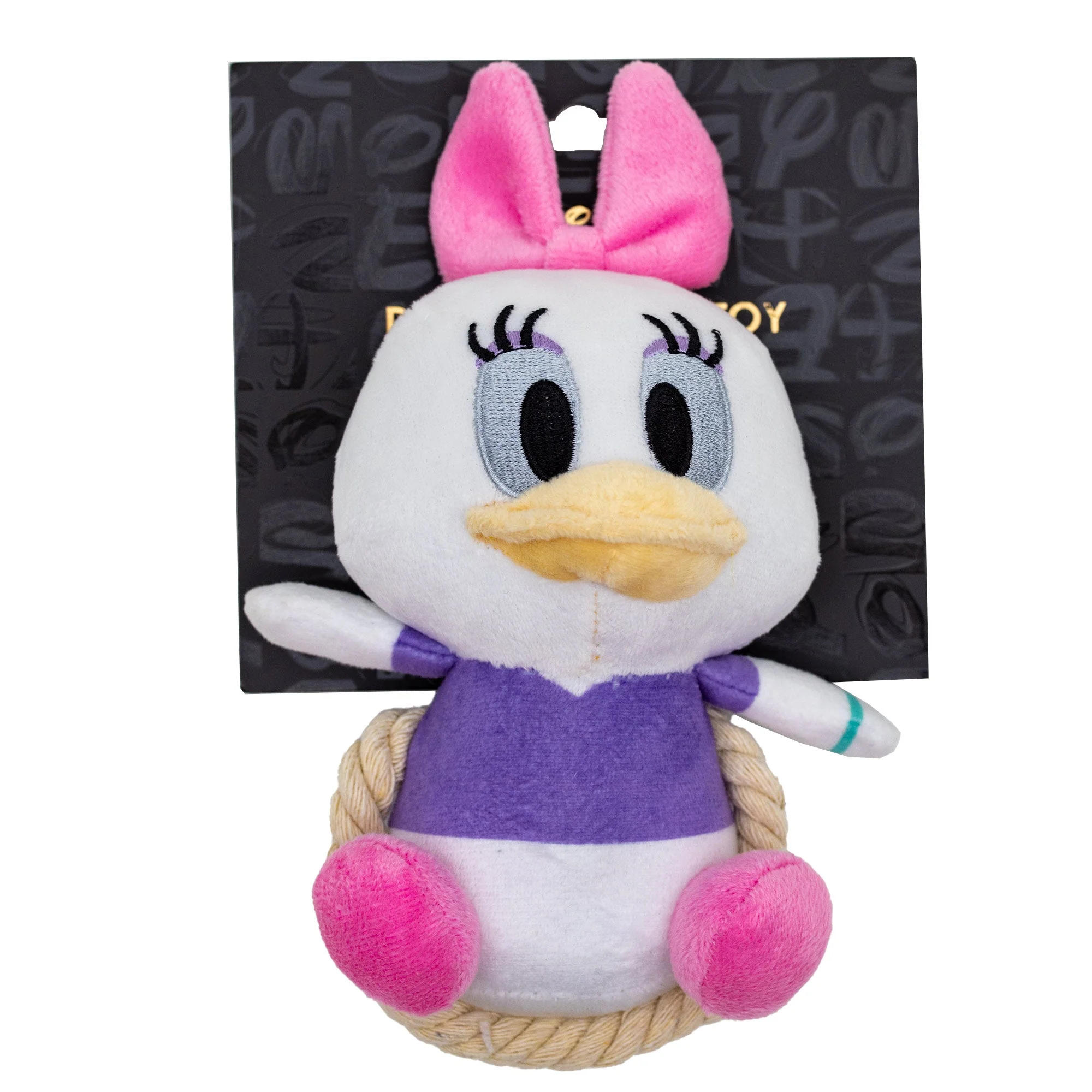Dog Toy Squeaker Plush with Rope - Disney Daisy Duck Chibi Sitting Pose - Image 4