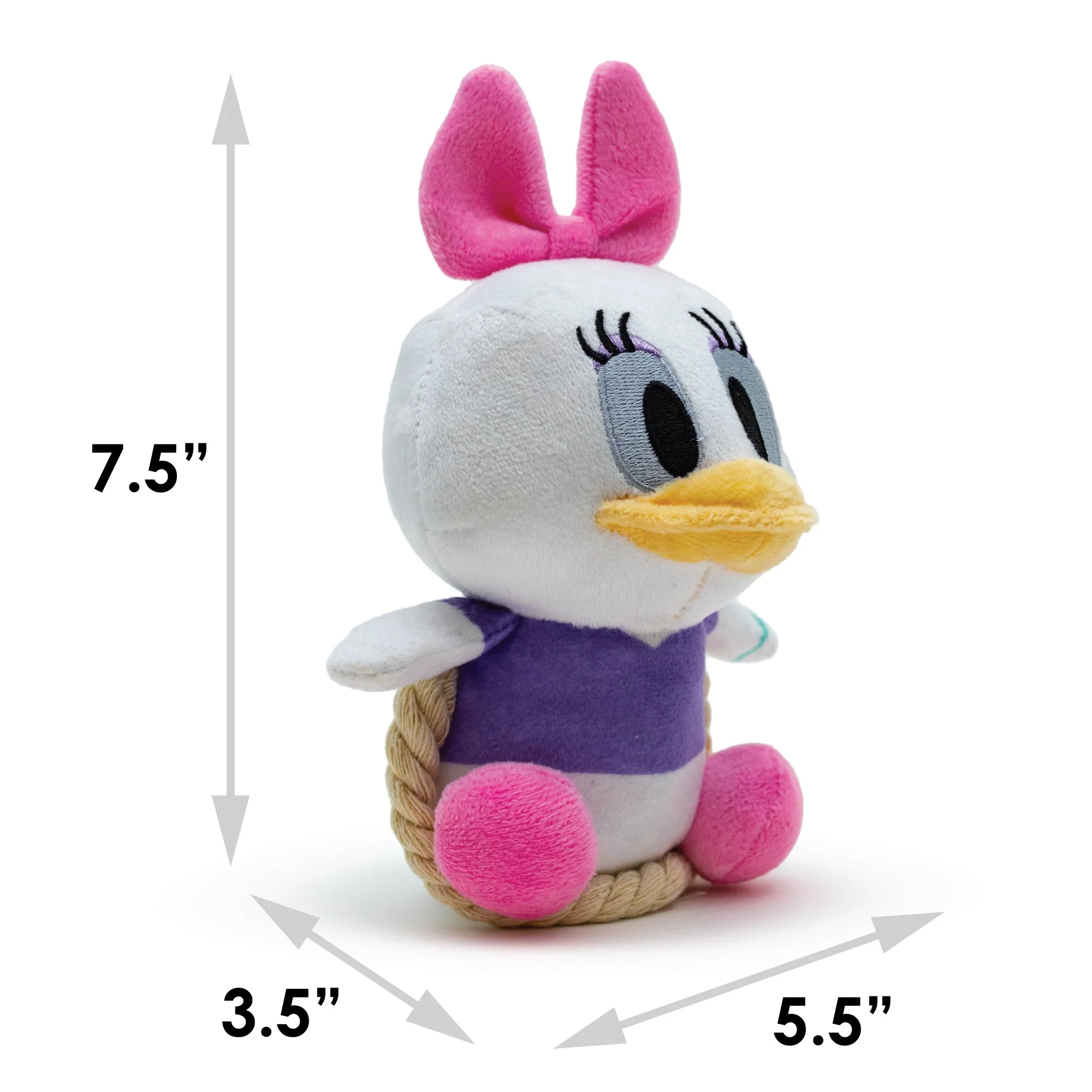 Dog Toy Squeaker Plush with Rope - Disney Daisy Duck Chibi Sitting Pose - Image 5