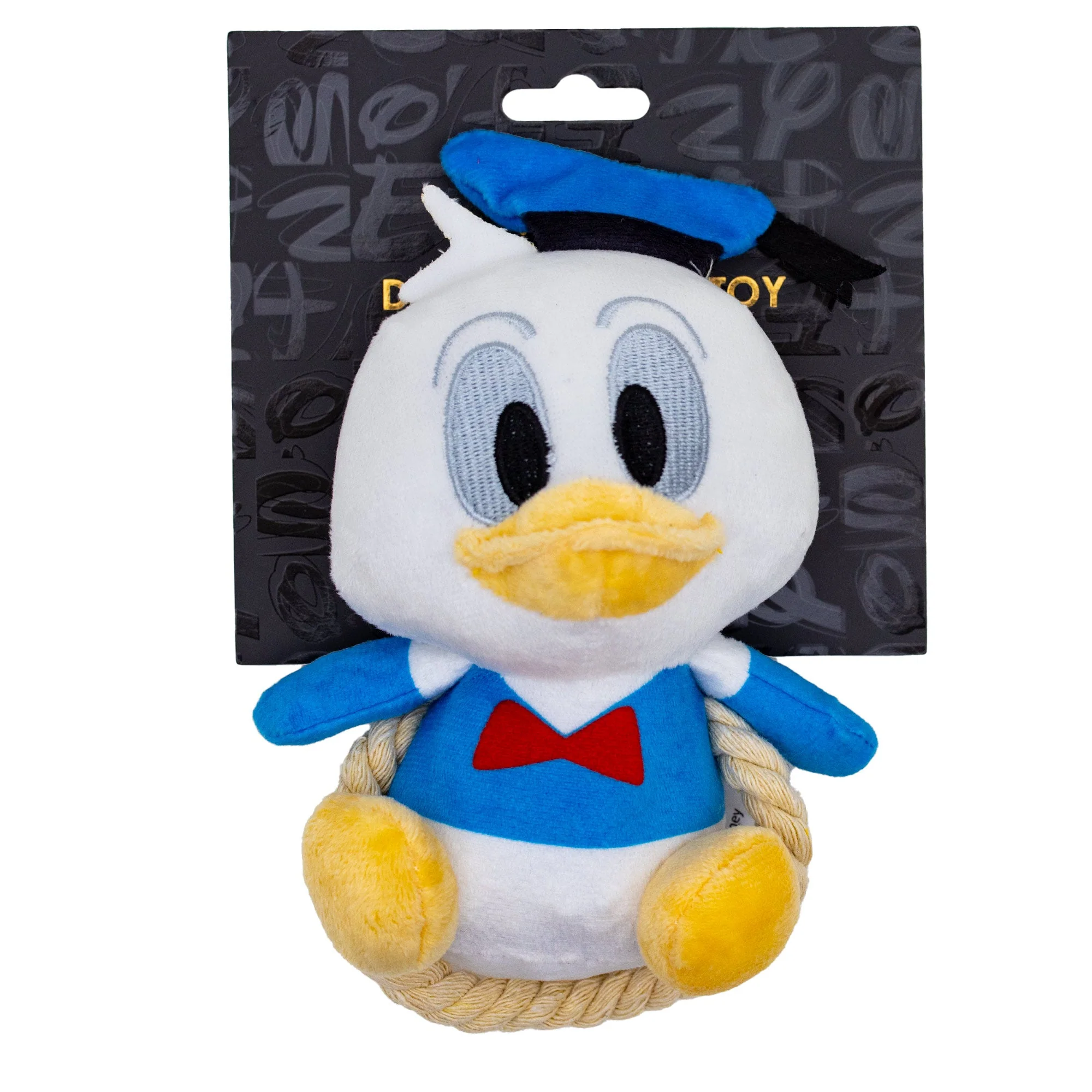Dog Toy Squeaker Plush with Rope - Disney Donald Duck Chibi Sitting Pose - Image 4