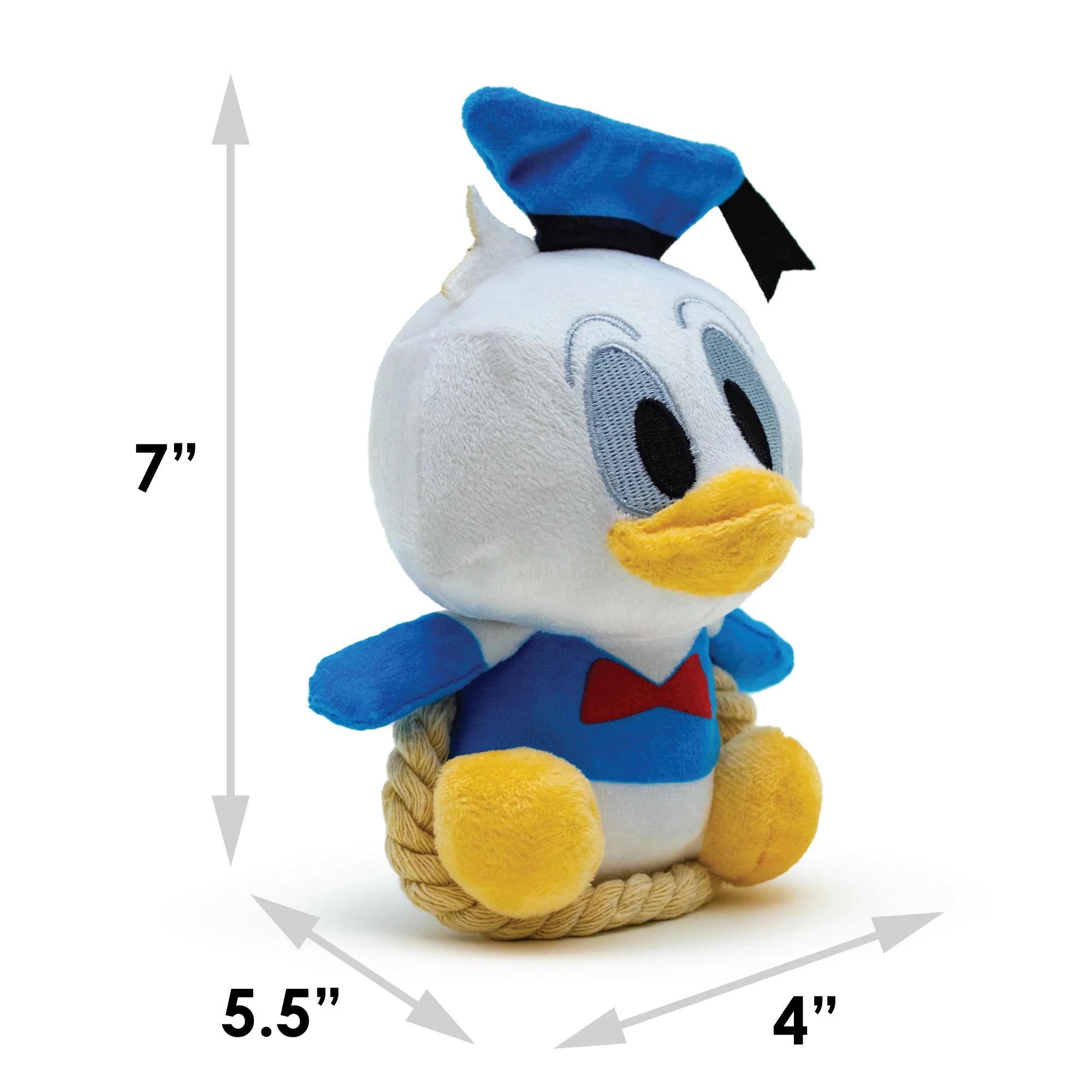 Dog Toy Squeaker Plush with Rope - Disney Donald Duck Chibi Sitting Pose - Image 5