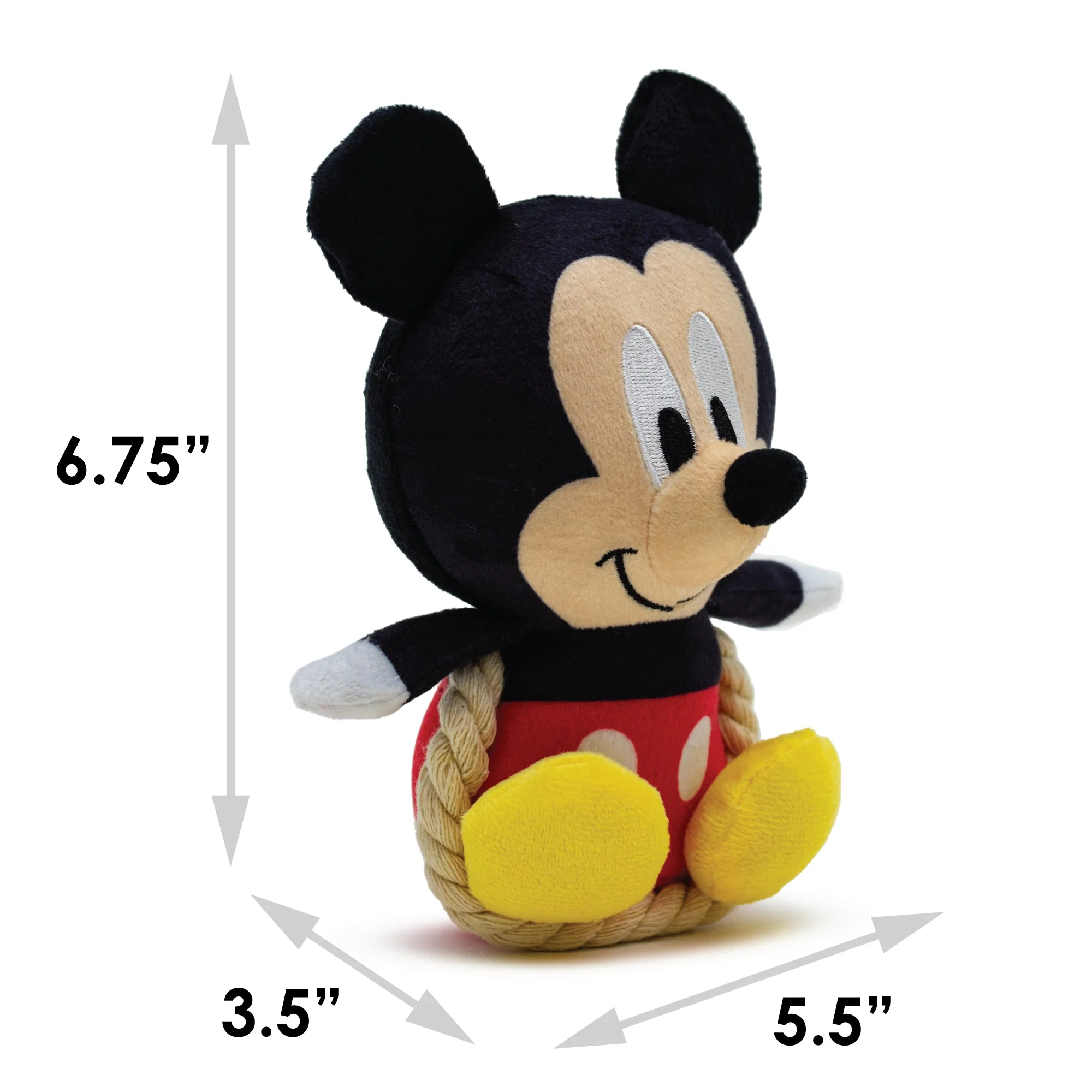 Dog Toy Squeaker Plush with Rope - Disney Mickey Mouse Chibi Sitting Pose - Image 5