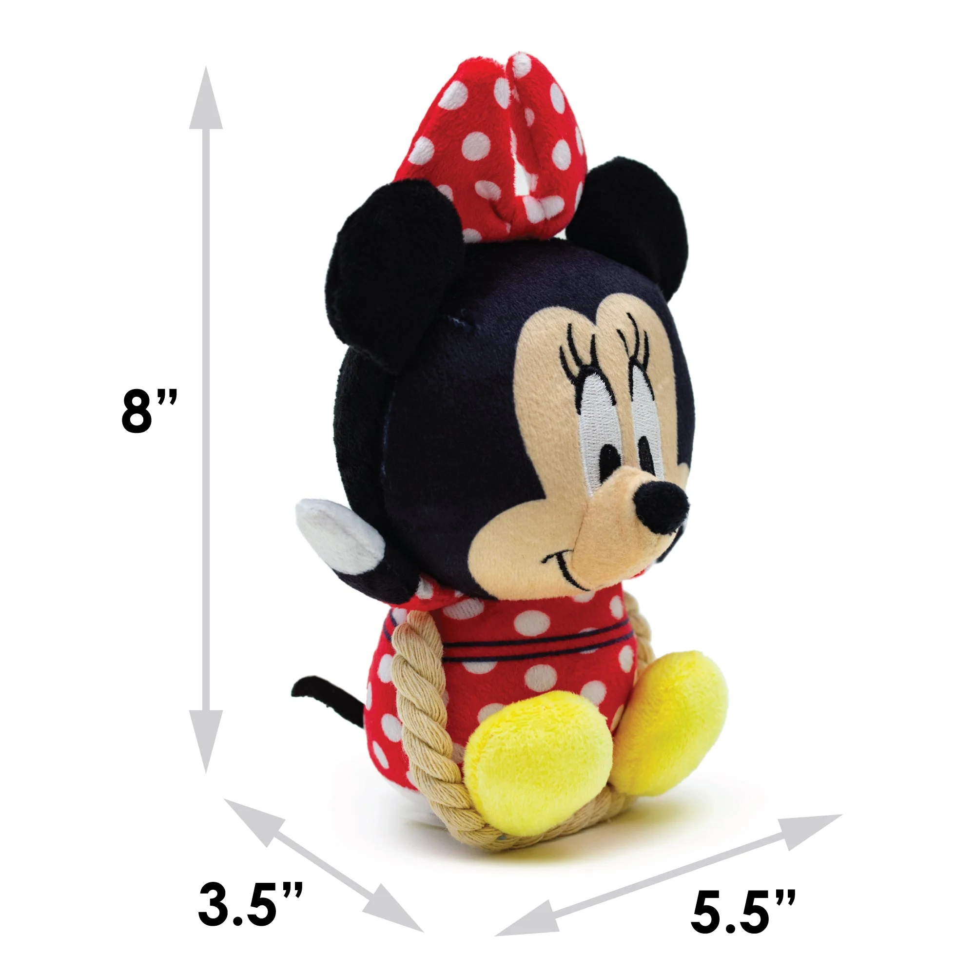 Dog Toy Squeaker Plush with Rope - Disney Minnie Mouse Chibi Sitting Pose - Image 5