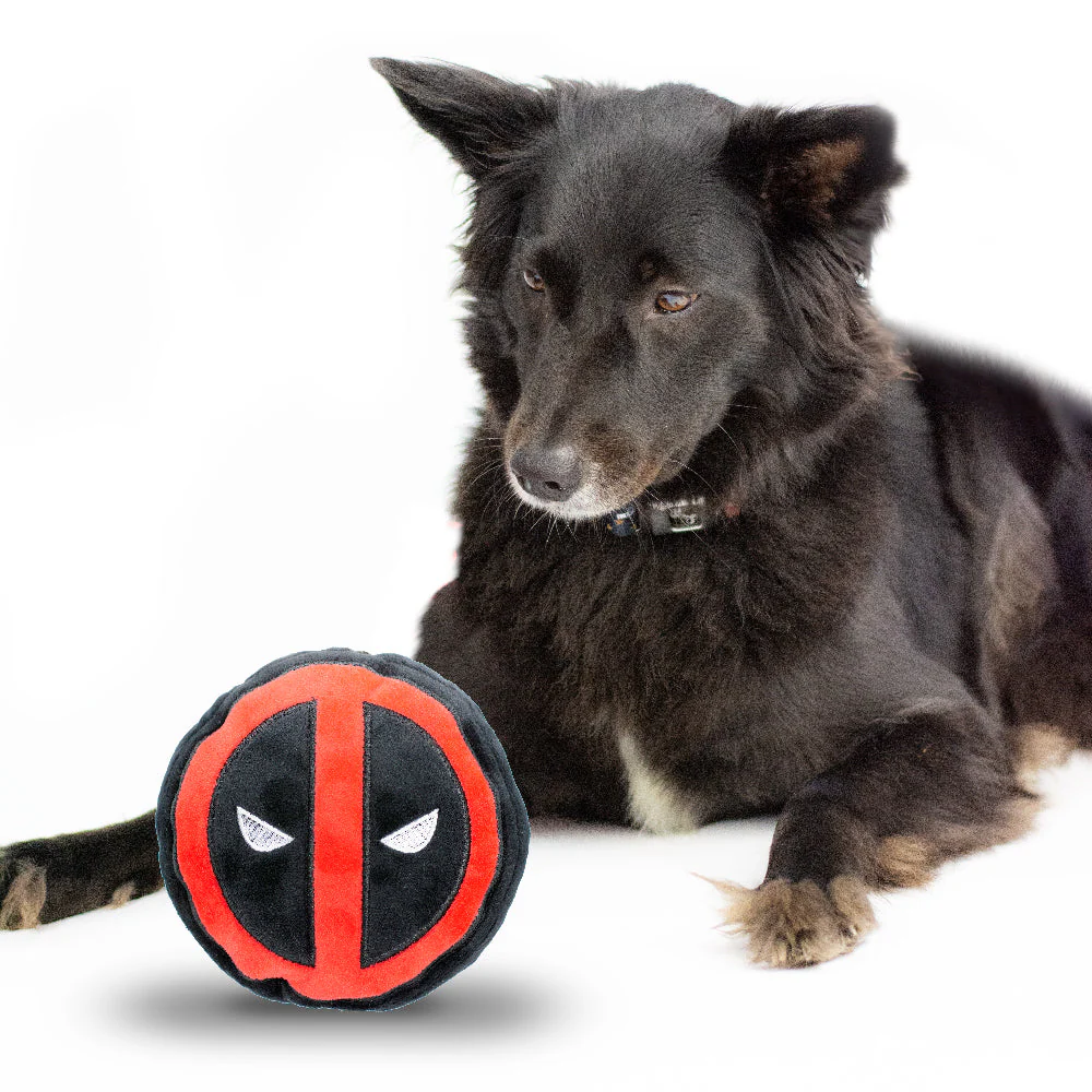Dog Toy Squeaky Plush - Deadpool Logo Black Red White - Image 4
