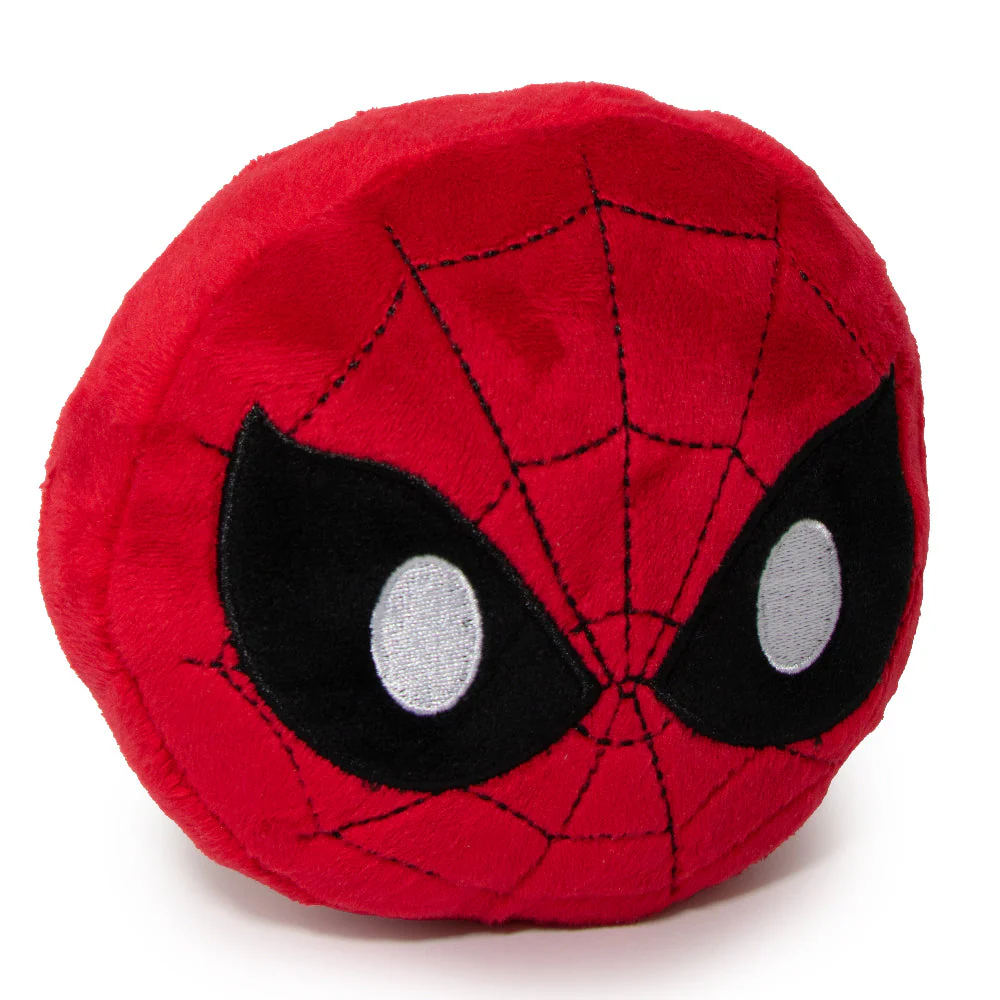 Dog Toy Squeaky Plush - Spider-Man Face Emoji Red Black White - Image 2