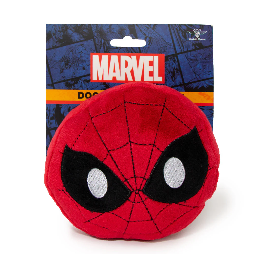 Dog Toy Squeaky Plush - Spider-Man Face Emoji Red Black White - Image 6
