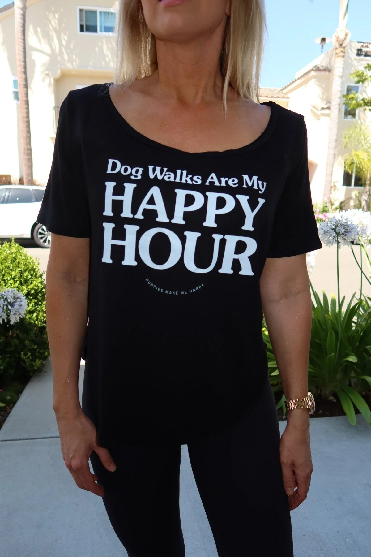 Dog Walks are my Happy Hour | Women's Scoop Neck Weekend Tee - Image 5