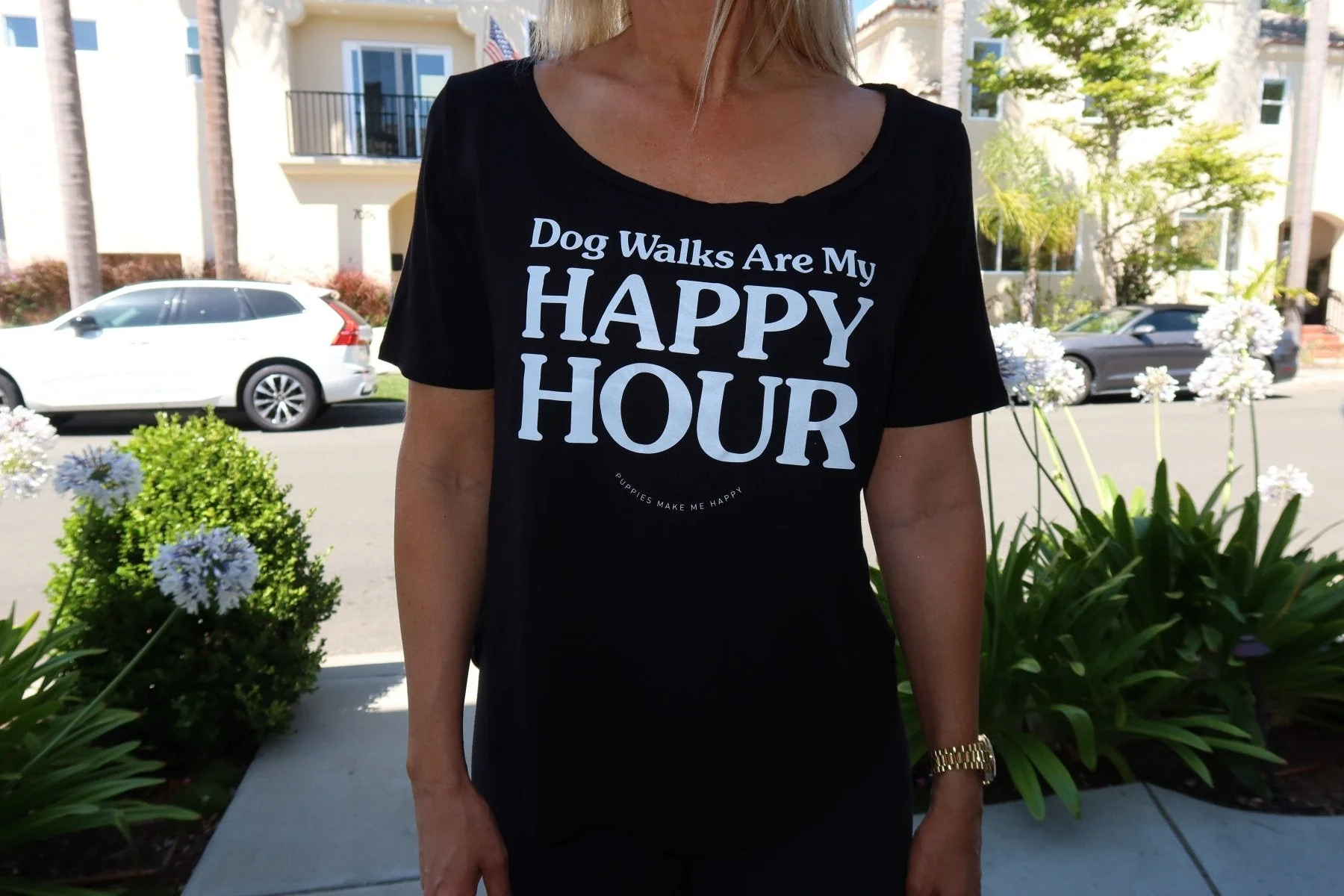 Dog Walks are my Happy Hour | Women's Scoop Neck Weekend Tee - Image 6