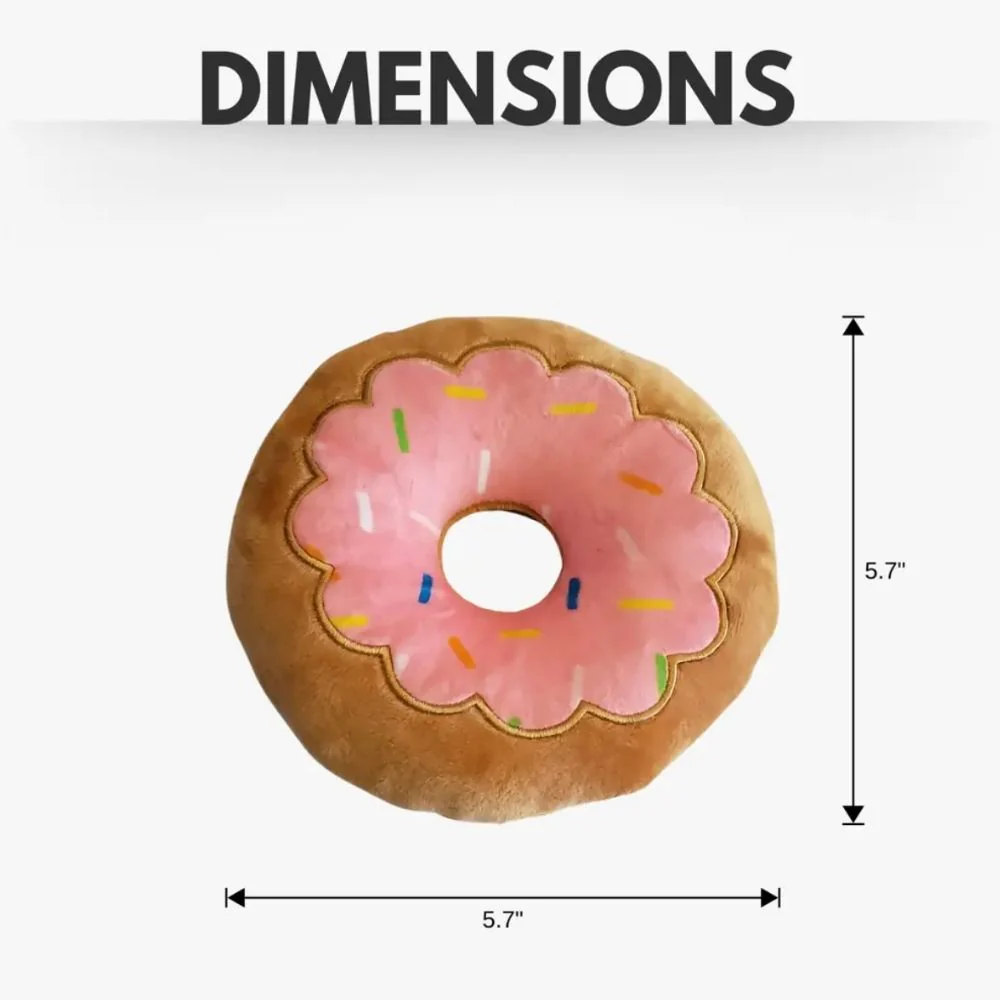 Donut Plush Dog Toy – Soft, Chewy and Cuddly, Safe & Non-Toxic, Ideal for Fetching, Tug-of-War, Gentle Chewing – Strawberry - Image 3