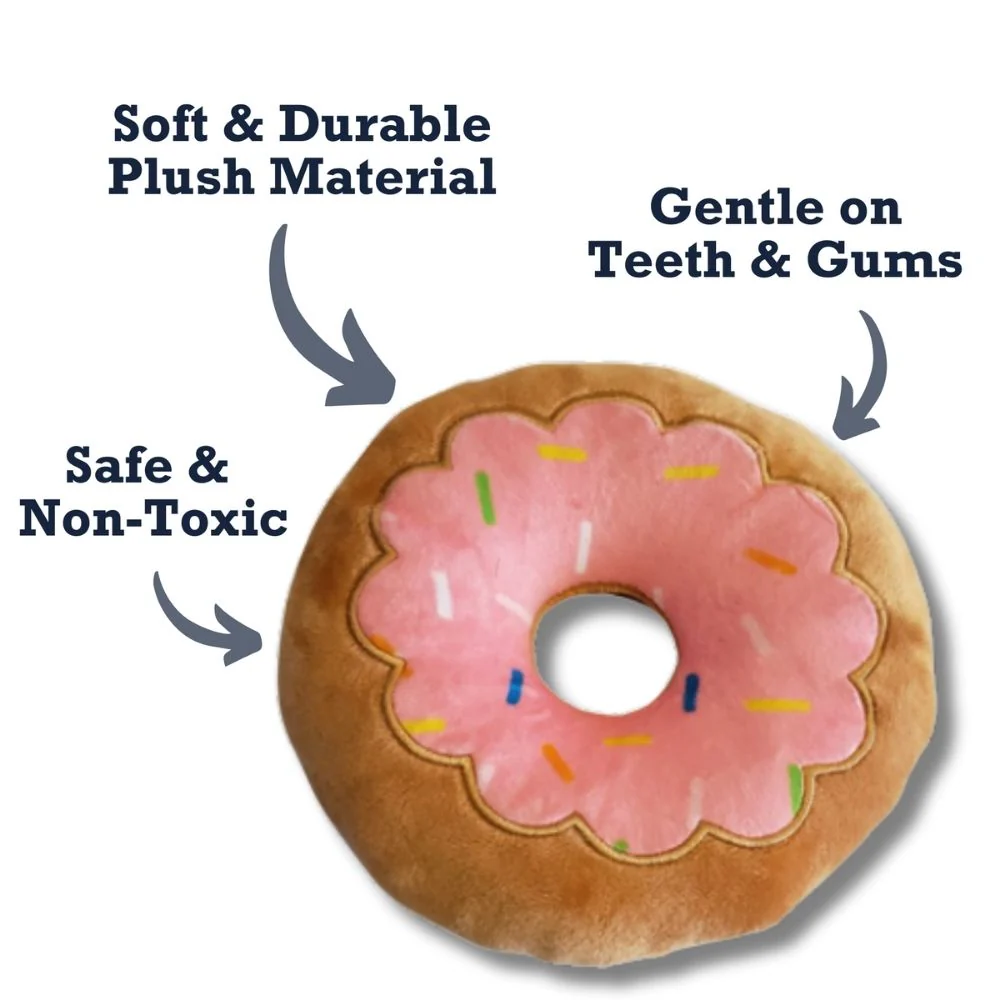 Donut Plush Dog Toy – Soft, Chewy and Cuddly, Safe & Non-Toxic, Ideal for Fetching, Tug-of-War, Gentle Chewing – Strawberry - Image 5