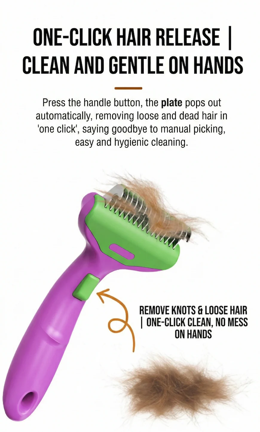 CalmCare Grooming Brush with One-Click Fur Release by Dr. Milou - Image 4