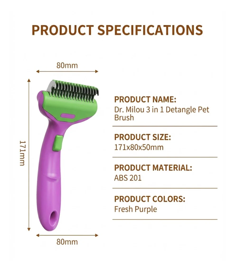 CalmCare Grooming Brush with One-Click Fur Release by Dr. Milou - Image 6