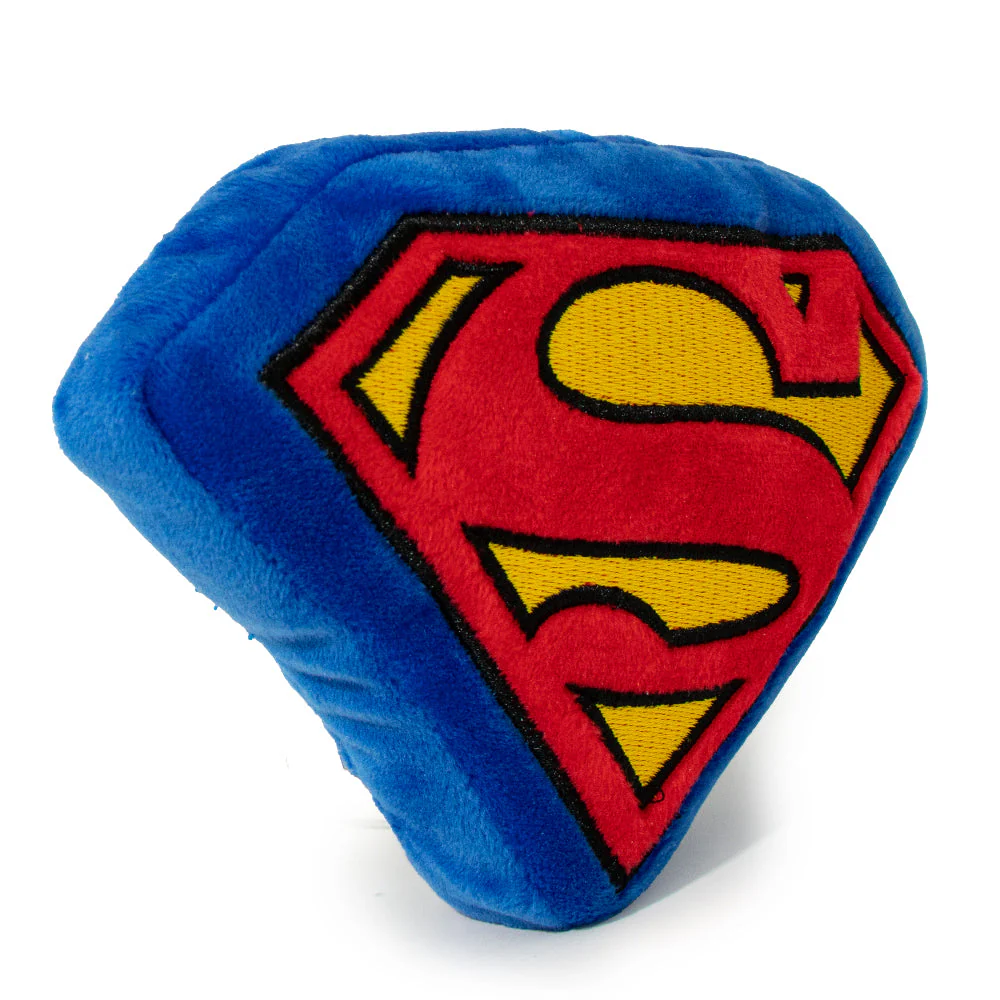 DTPT-SMBB Dog Toy Squeaky Plush - Superman Shield Blue Red Yellow - Image 2