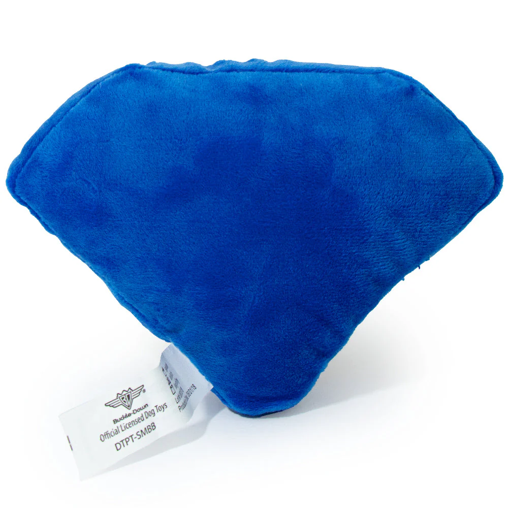 DTPT-SMBB Dog Toy Squeaky Plush - Superman Shield Blue Red Yellow - Image 3