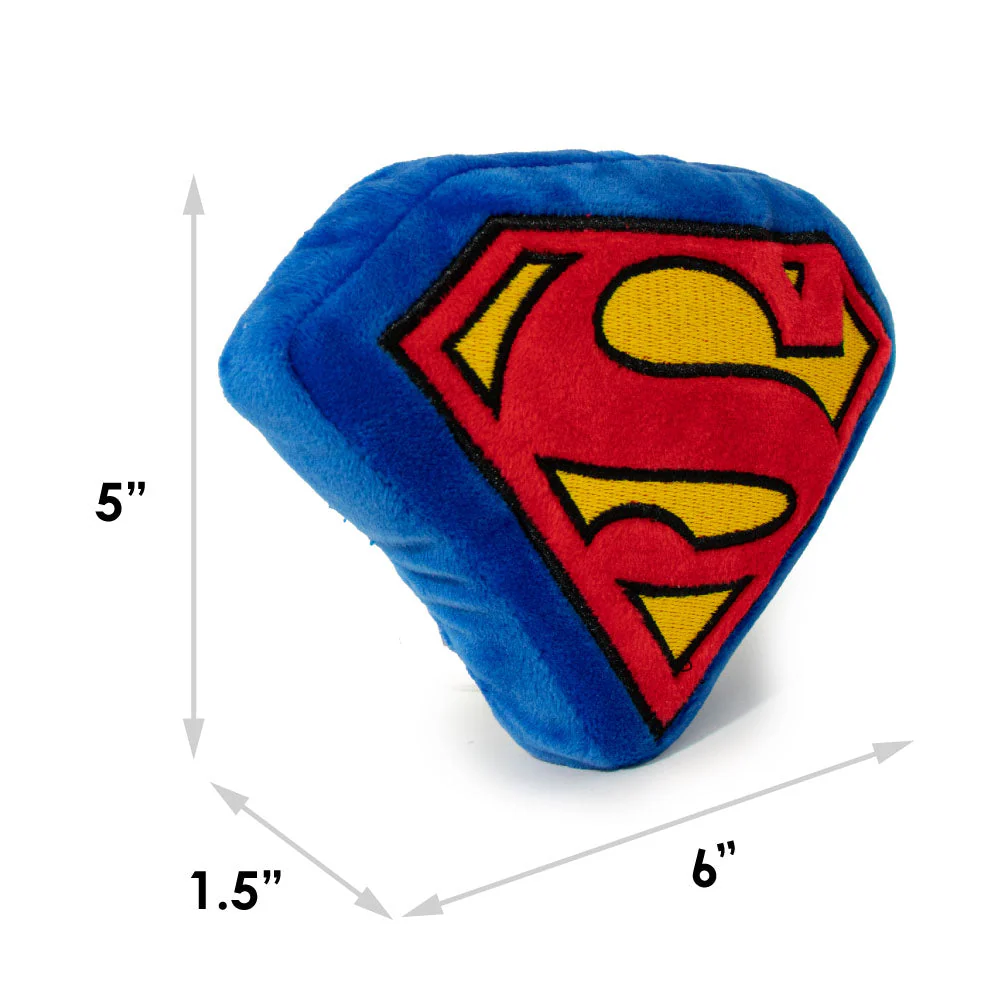 DTPT-SMBB Dog Toy Squeaky Plush - Superman Shield Blue Red Yellow - Image 6