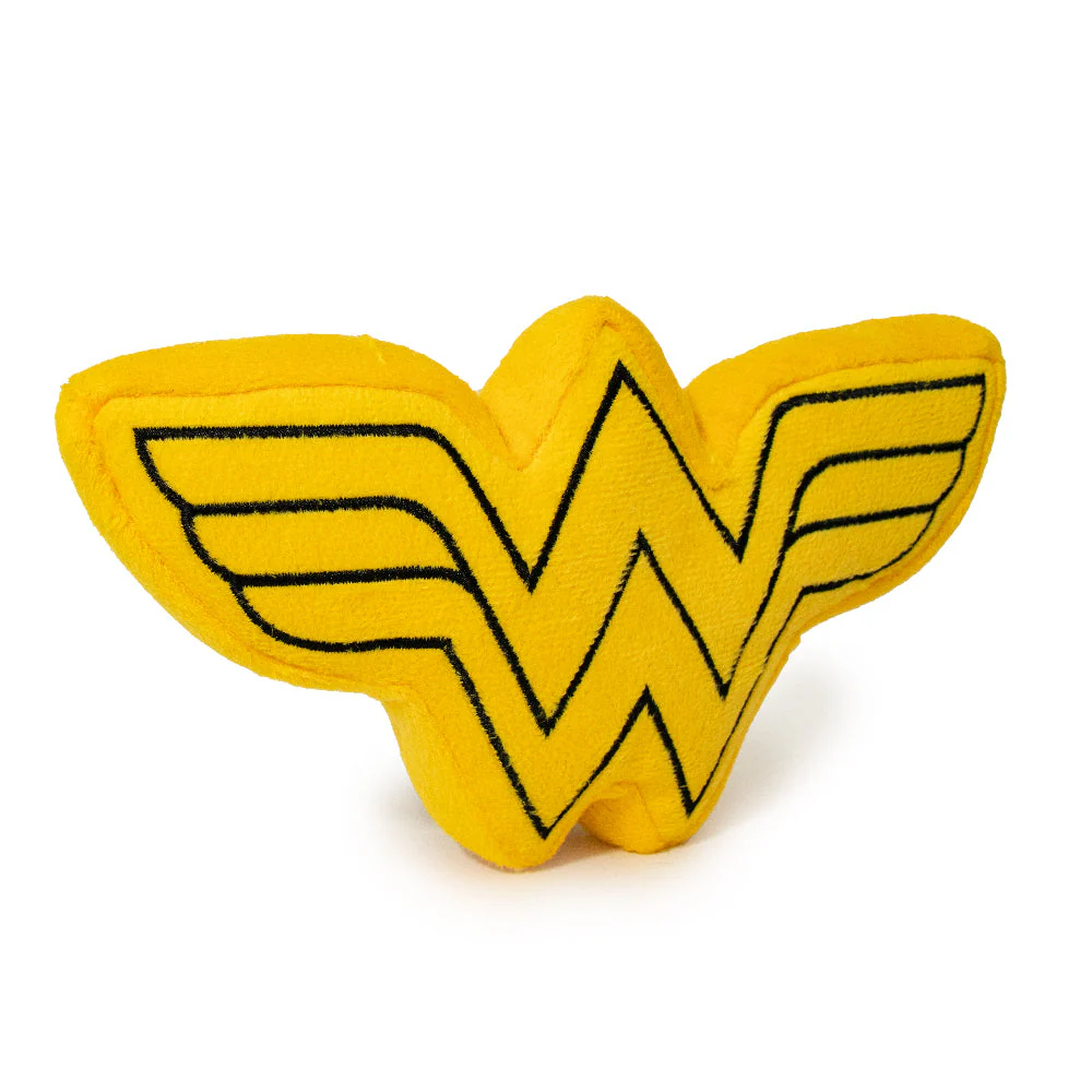 DTPT-WWBS Dog Toy Squeaky Plush - Wonder Woman Logo Icon Yellow Black - Image 2