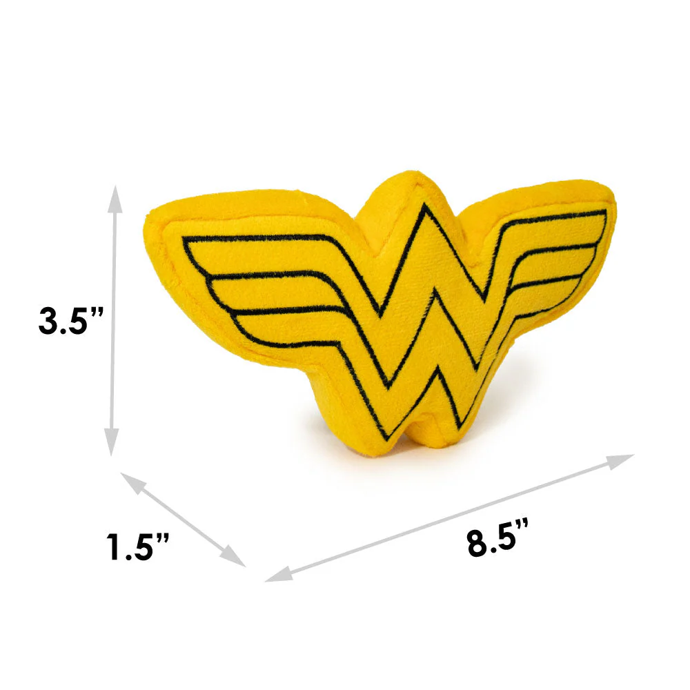 DTPT-WWBS Dog Toy Squeaky Plush - Wonder Woman Logo Icon Yellow Black - Image 6