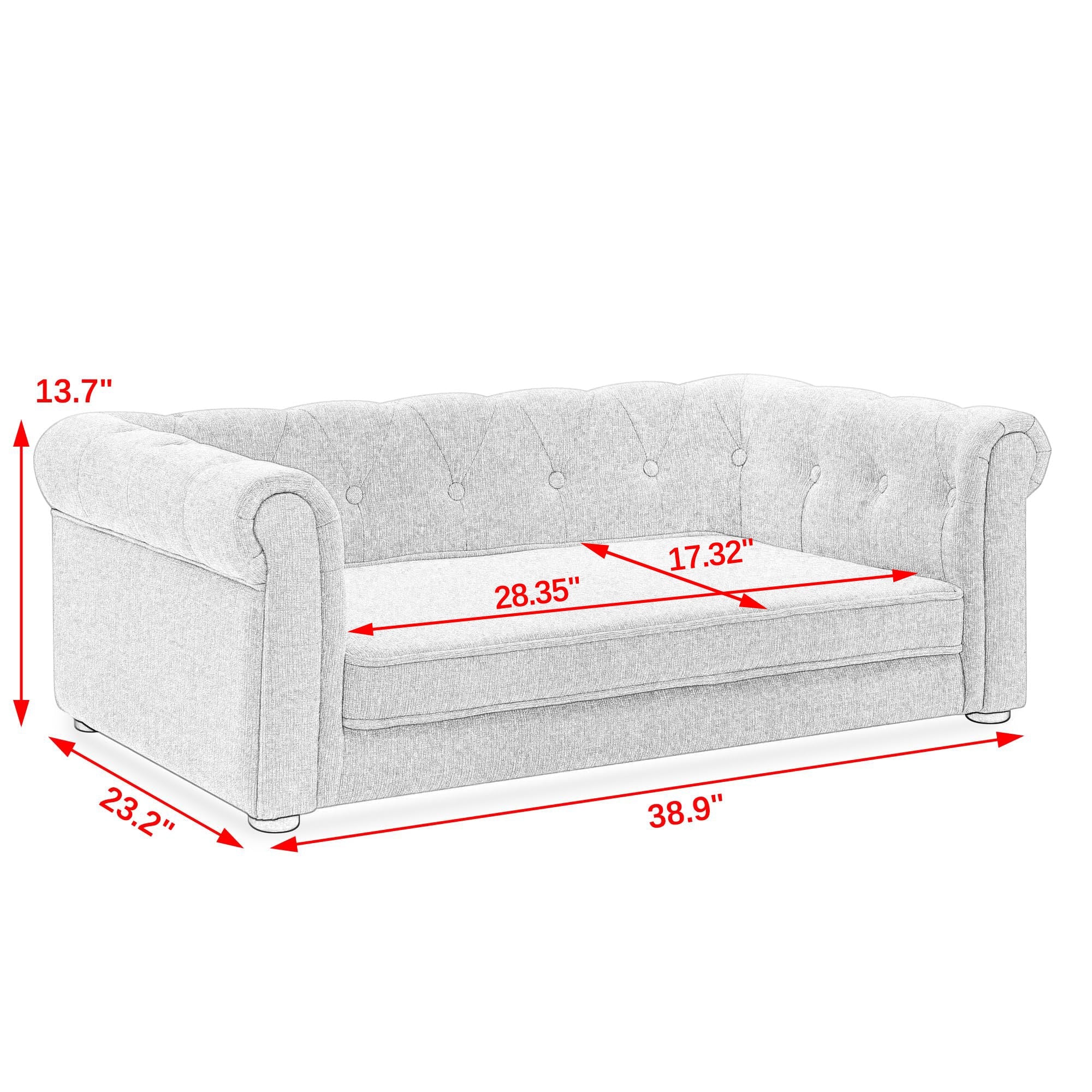 Elegant Rectangle Pet Bed, Durable Elevated Dog Sofa Bed, Comfortable Dog Couch, Blue Foam, 40'*23'*14' - Image 3
