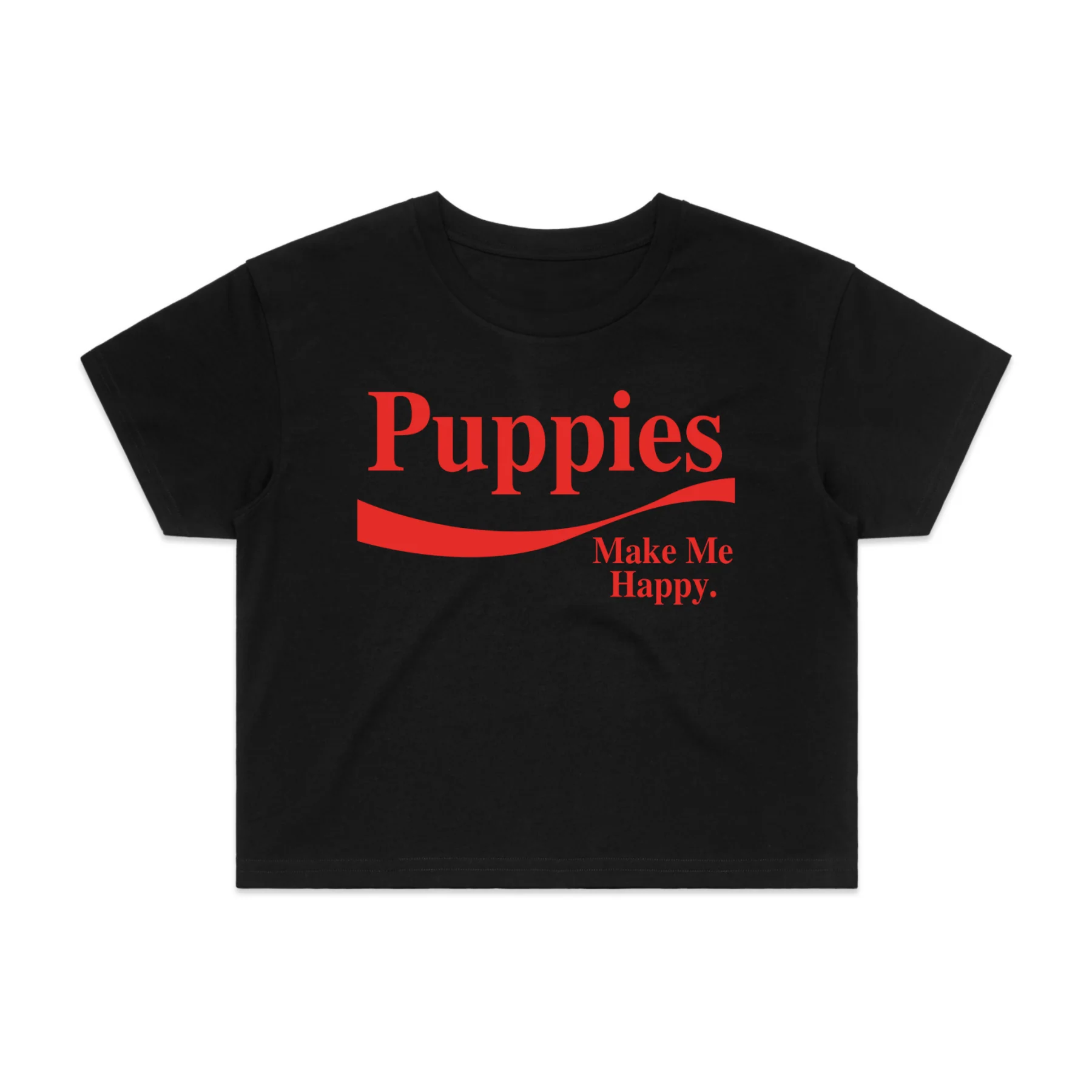 Enjoy Puppies Make Me Happy | Crop Tee | Red Font - Image 3