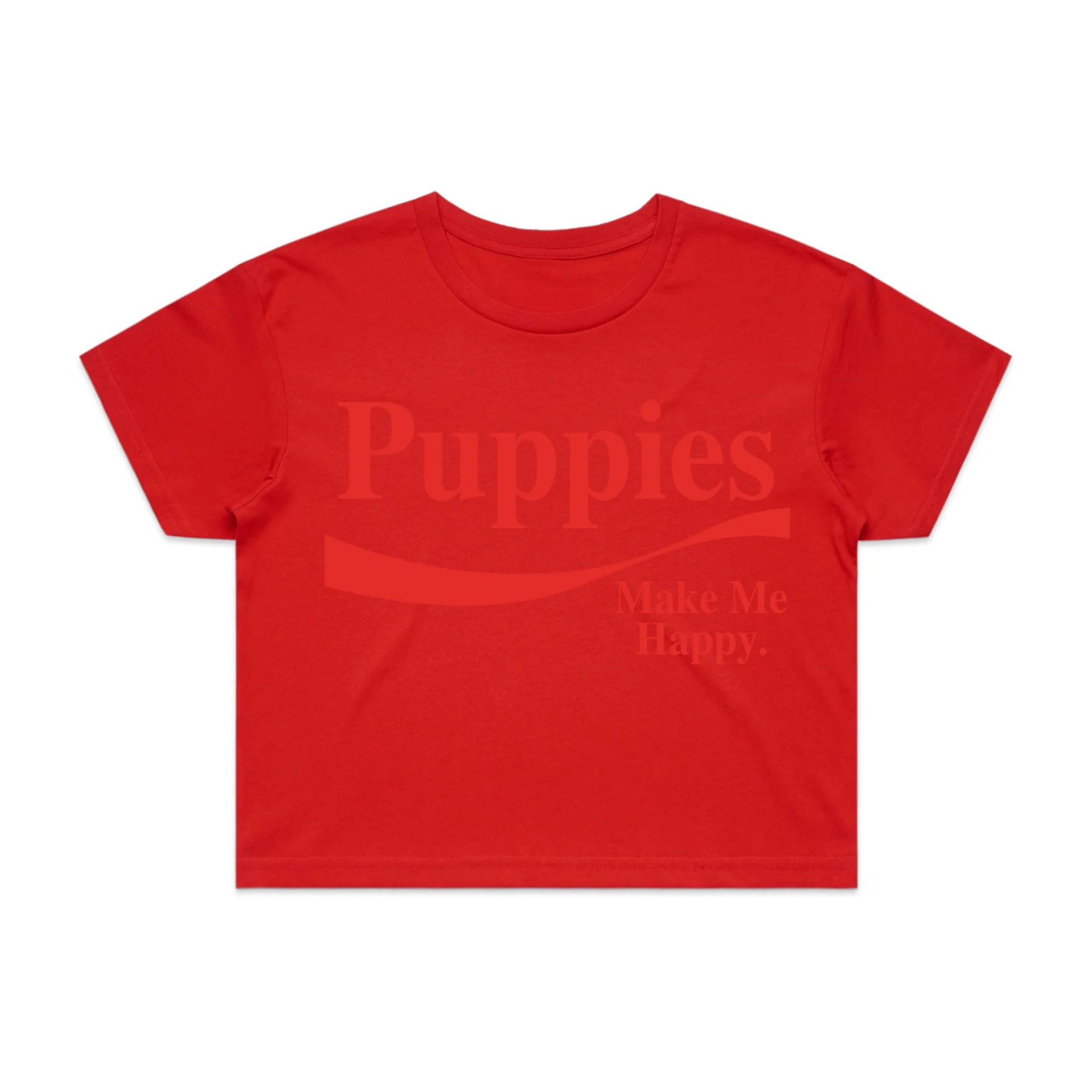 Enjoy Puppies Make Me Happy | Crop Tee | Red Font - Image 4