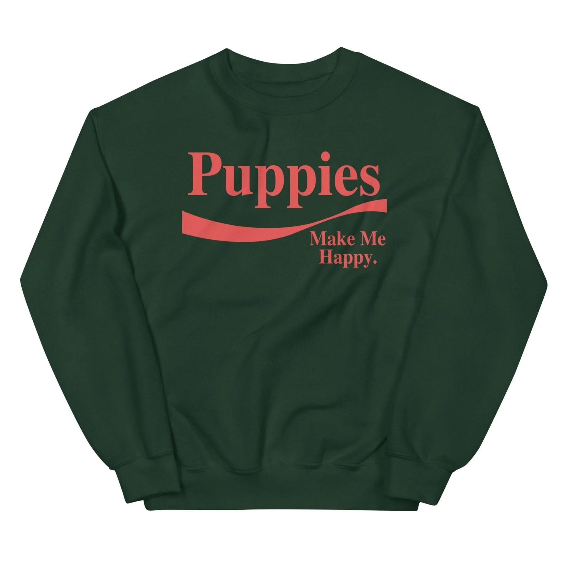 Enjoy Puppies Make Me Happy | Unisex Sweatshirt | Red Font - Image 2