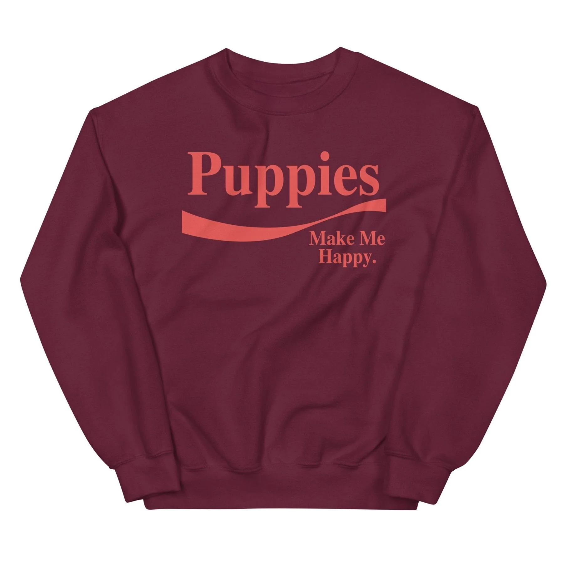 Enjoy Puppies Make Me Happy | Unisex Sweatshirt | Red Font - Image 3