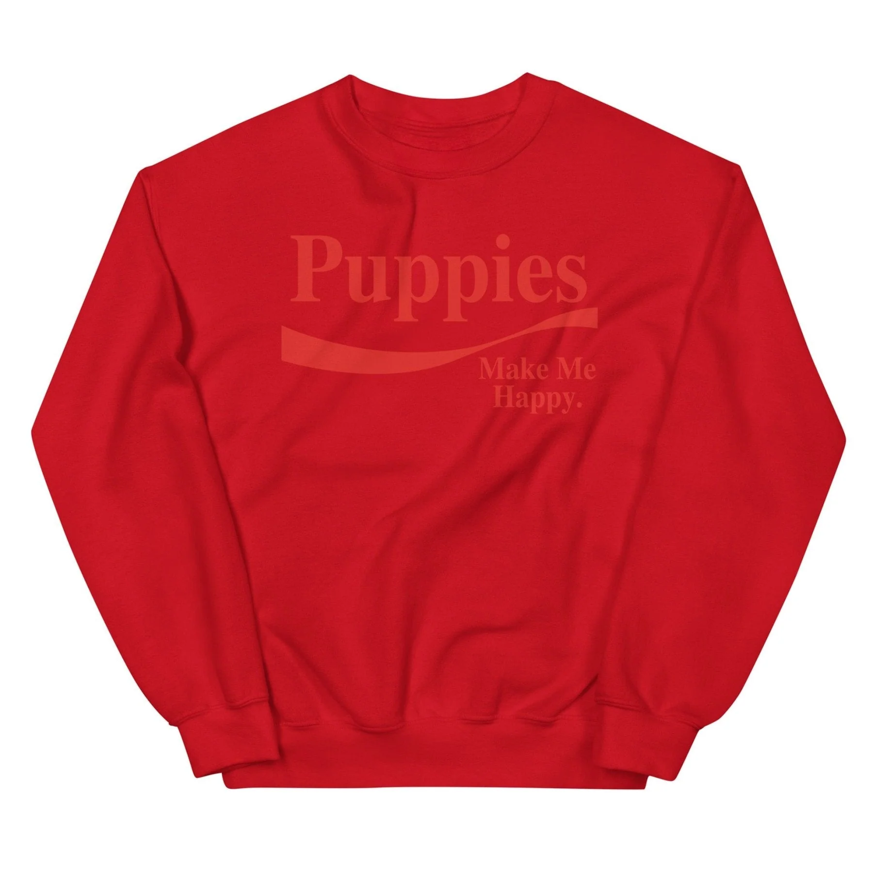 Enjoy Puppies Make Me Happy | Unisex Sweatshirt | Red Font - Image 4