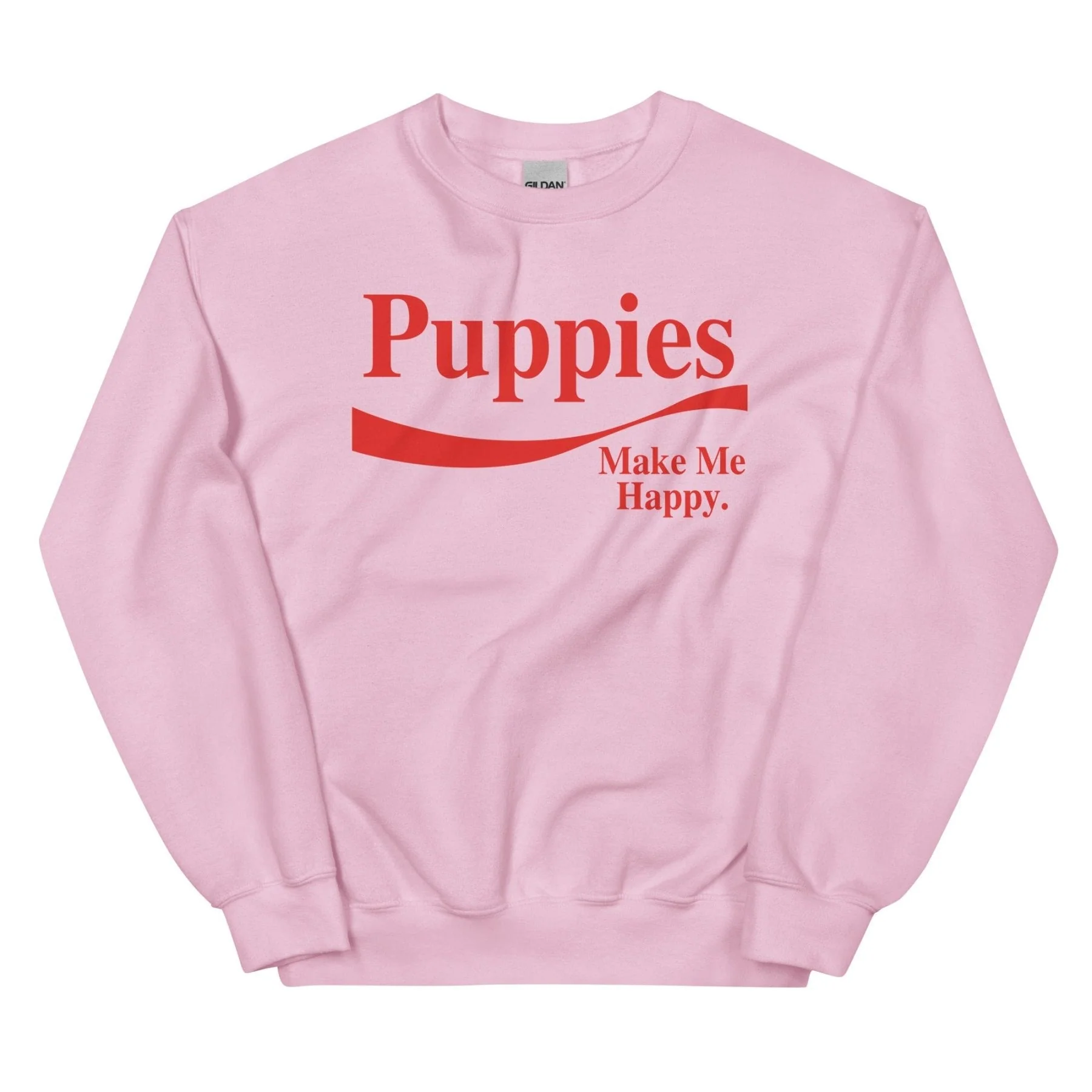 Enjoy Puppies Make Me Happy | Unisex Sweatshirt | Red Font - Image 7