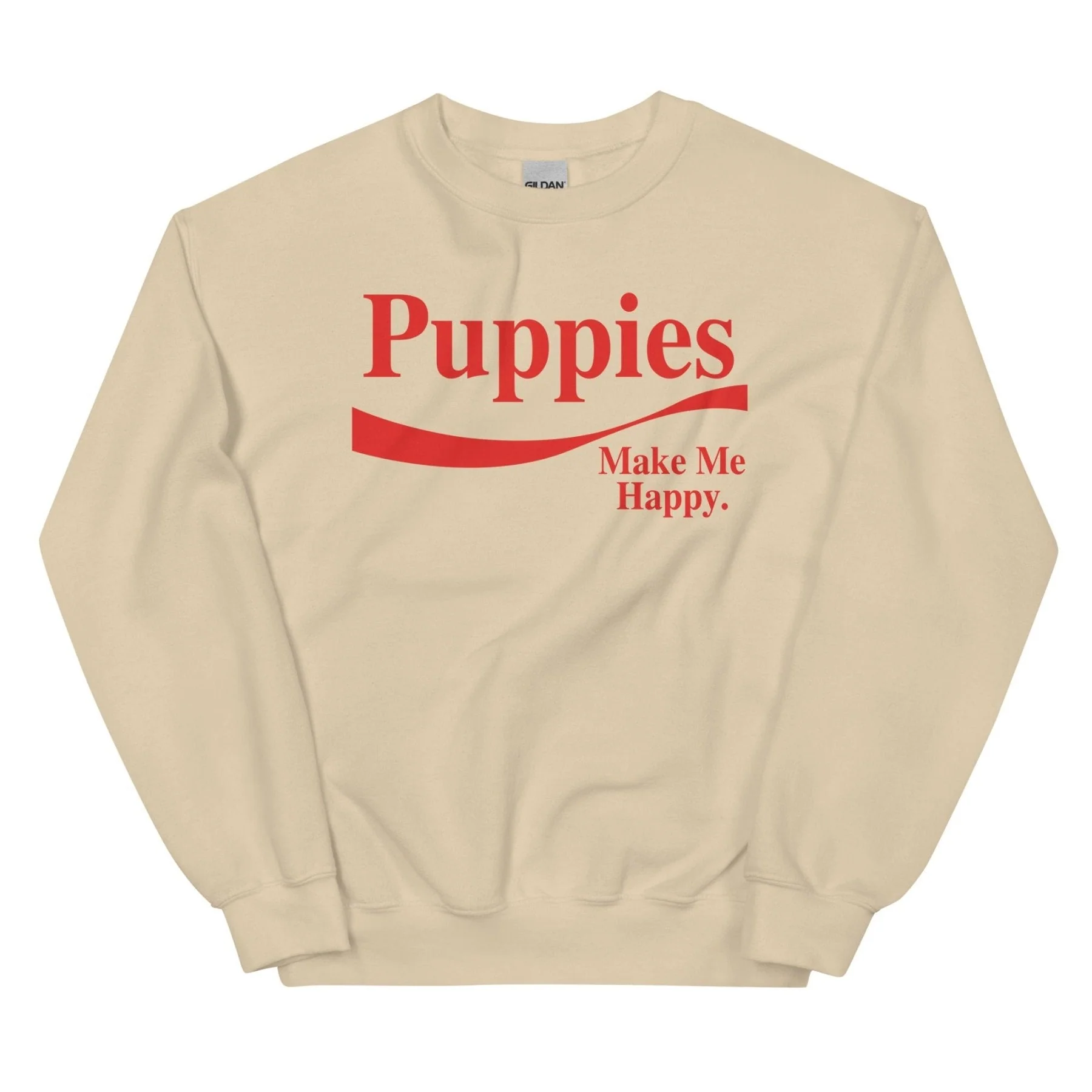Enjoy Puppies Make Me Happy | Unisex Sweatshirt | Red Font - Image 8