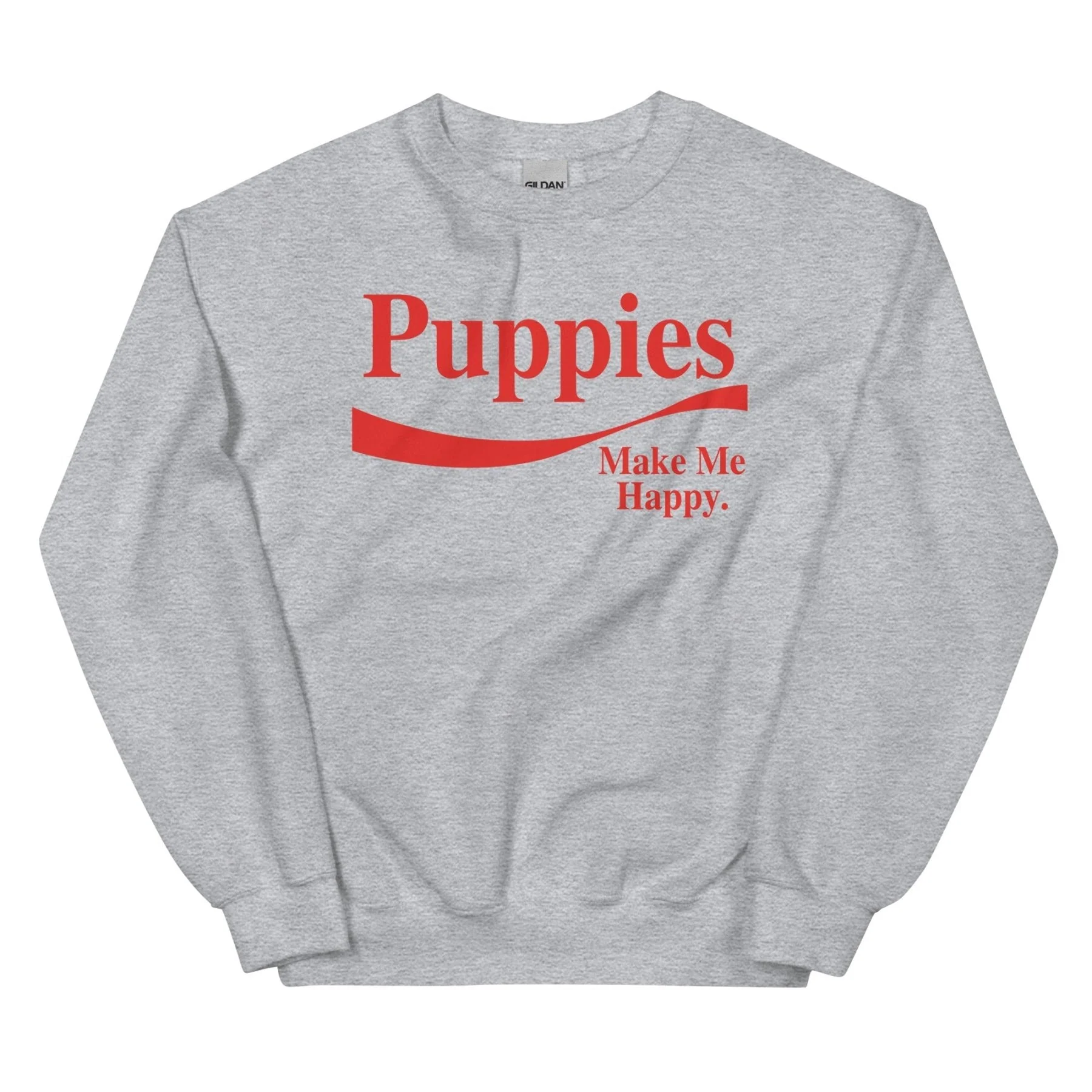 Enjoy Puppies Make Me Happy | Unisex Sweatshirt | Red Font - Image 9