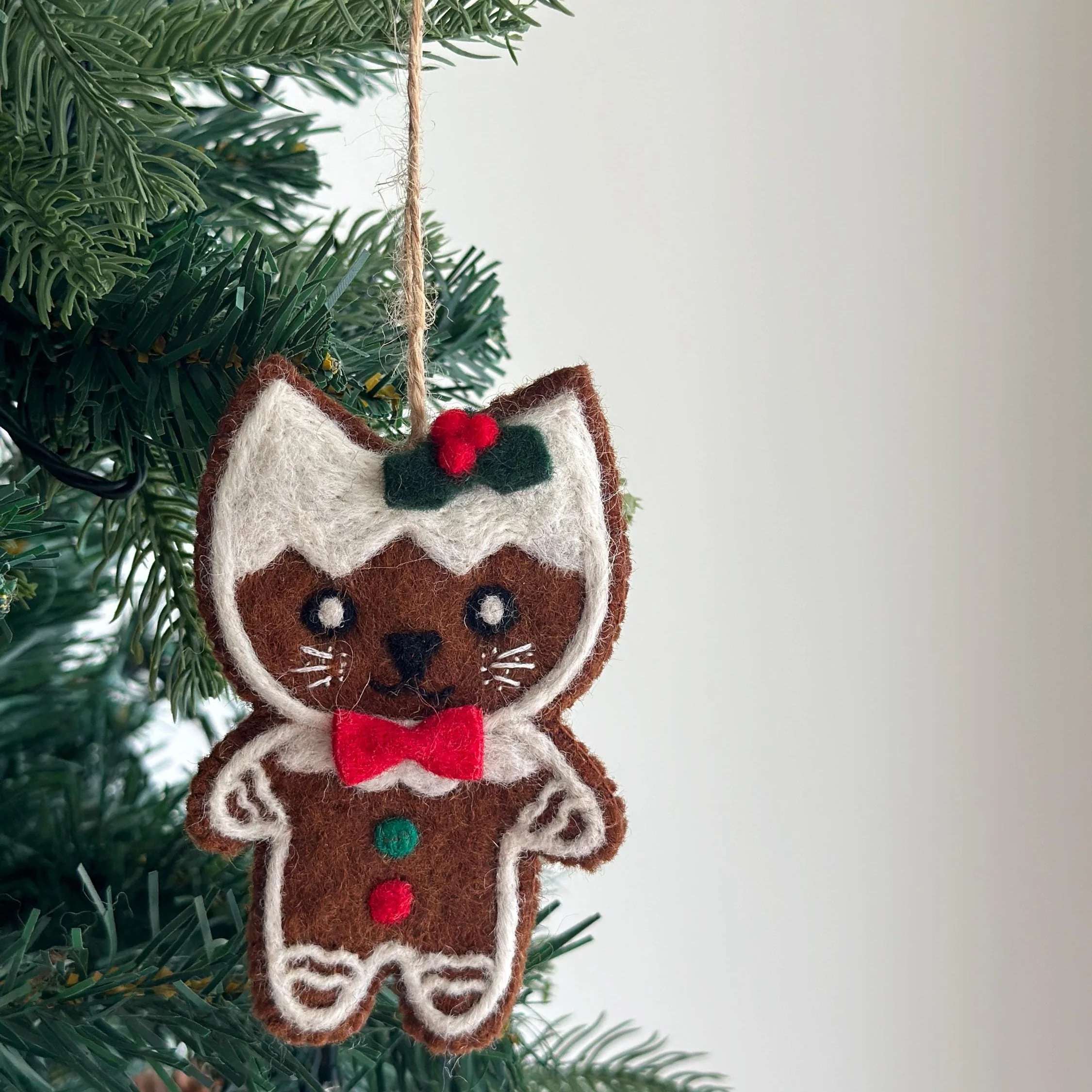 Felt Gingerbread Cat Ornament - Image 2