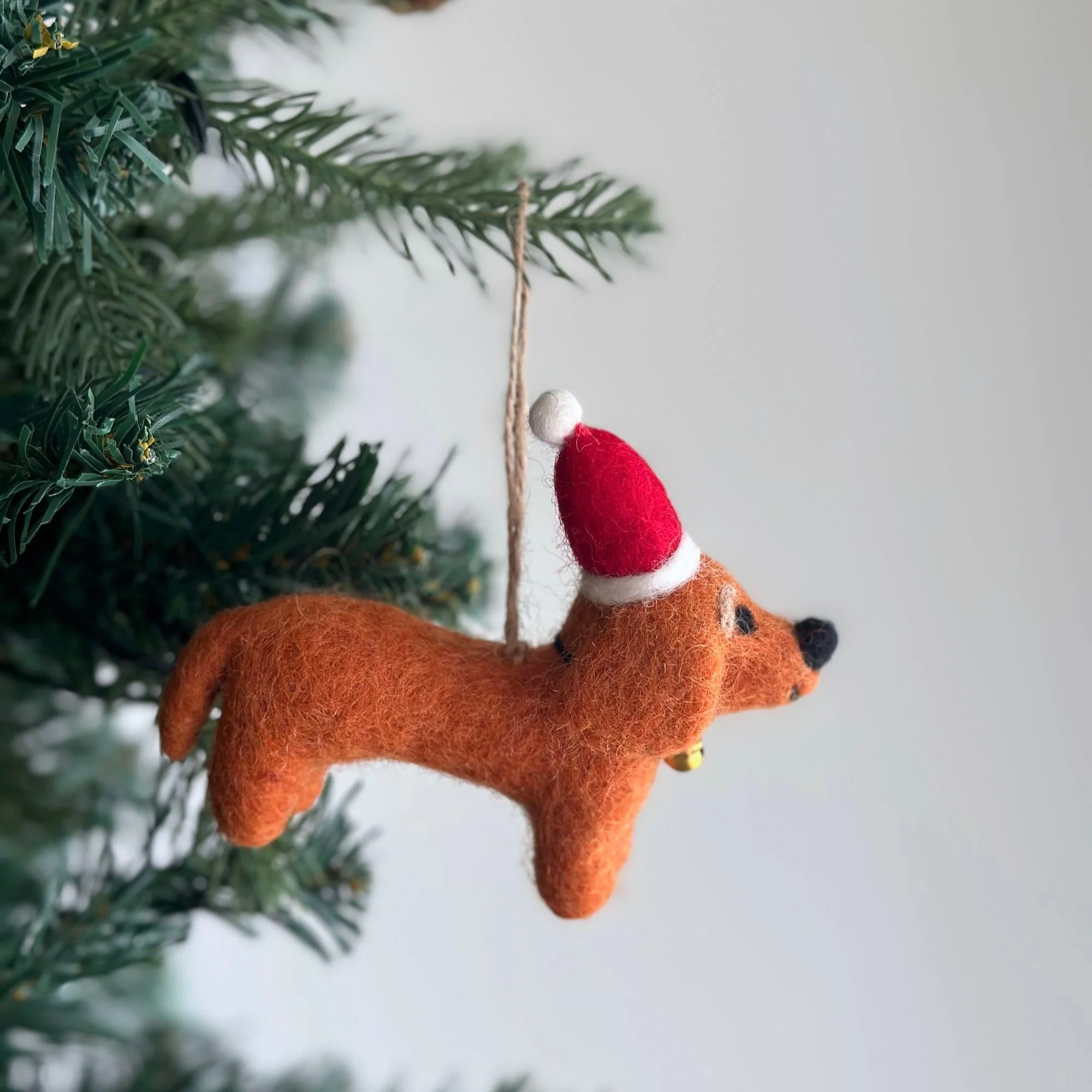 Felt Ornament - Dachshund Dog with Christmas Hat - Image 2