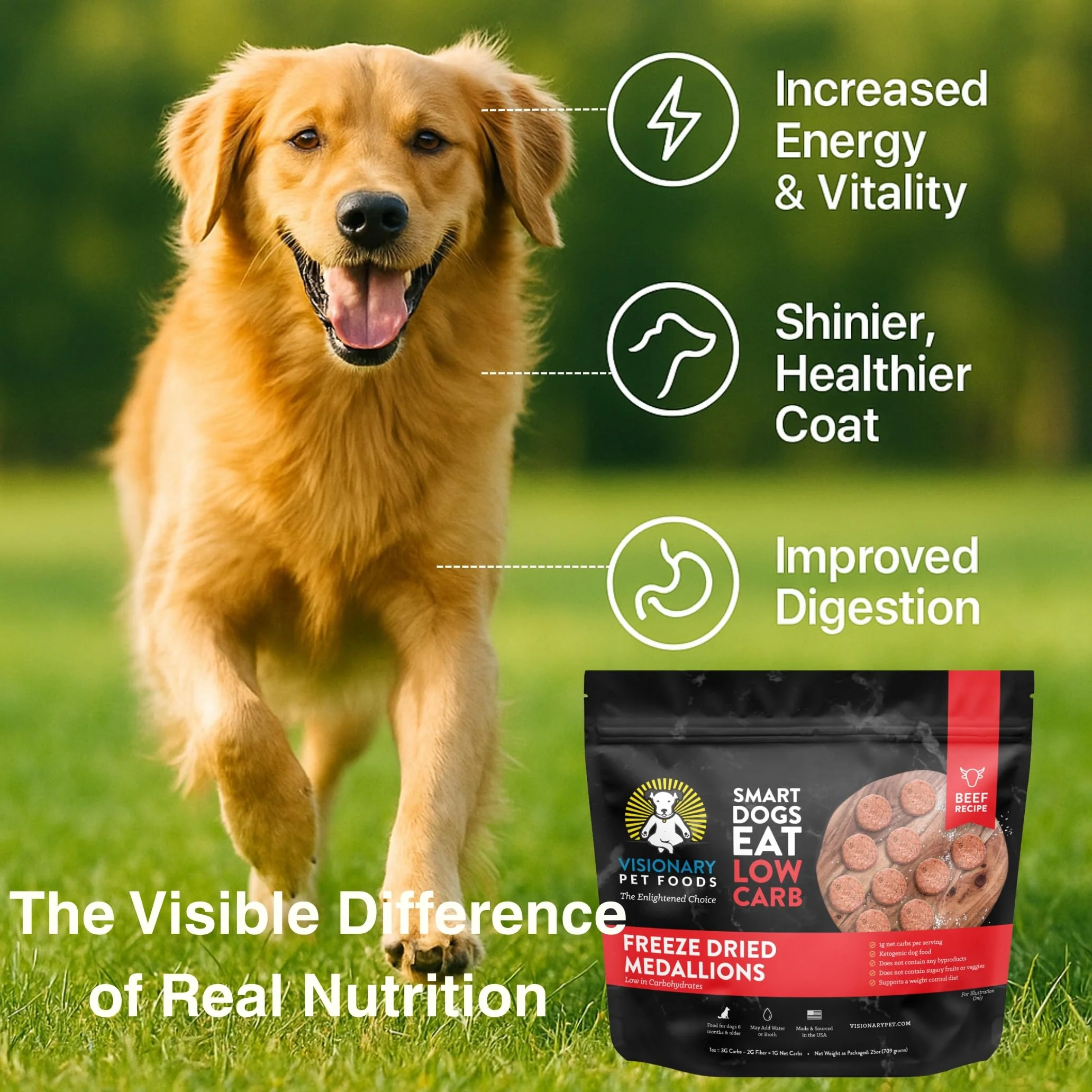 Freeze-Dried Beef Dog Food – High-Protein, Grain-Free Keto Recipe | 25oz Bag - Image 2