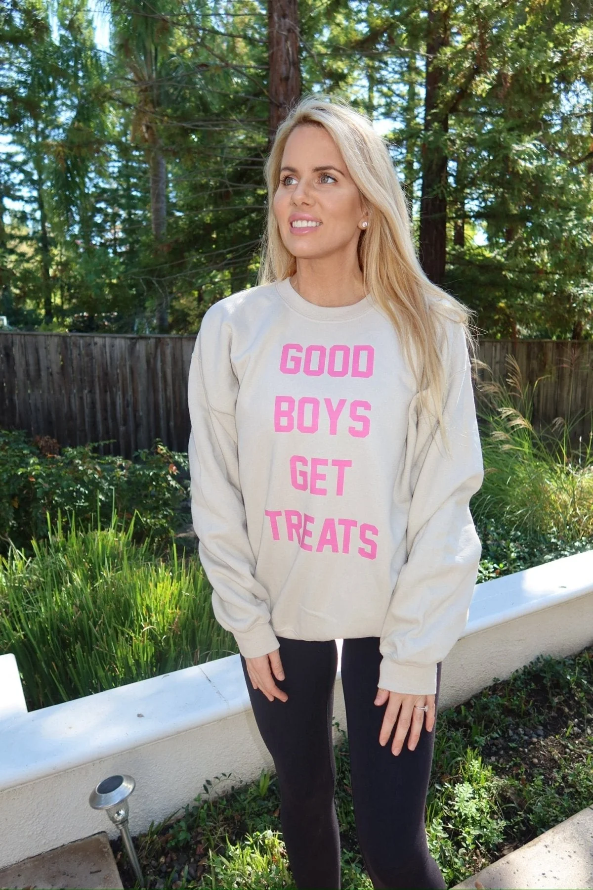 Good Boys Get Treats Pink Font Crewneck Sweatshirt | Ultra-Soft Best Gift for Dog Lovers - Image 3