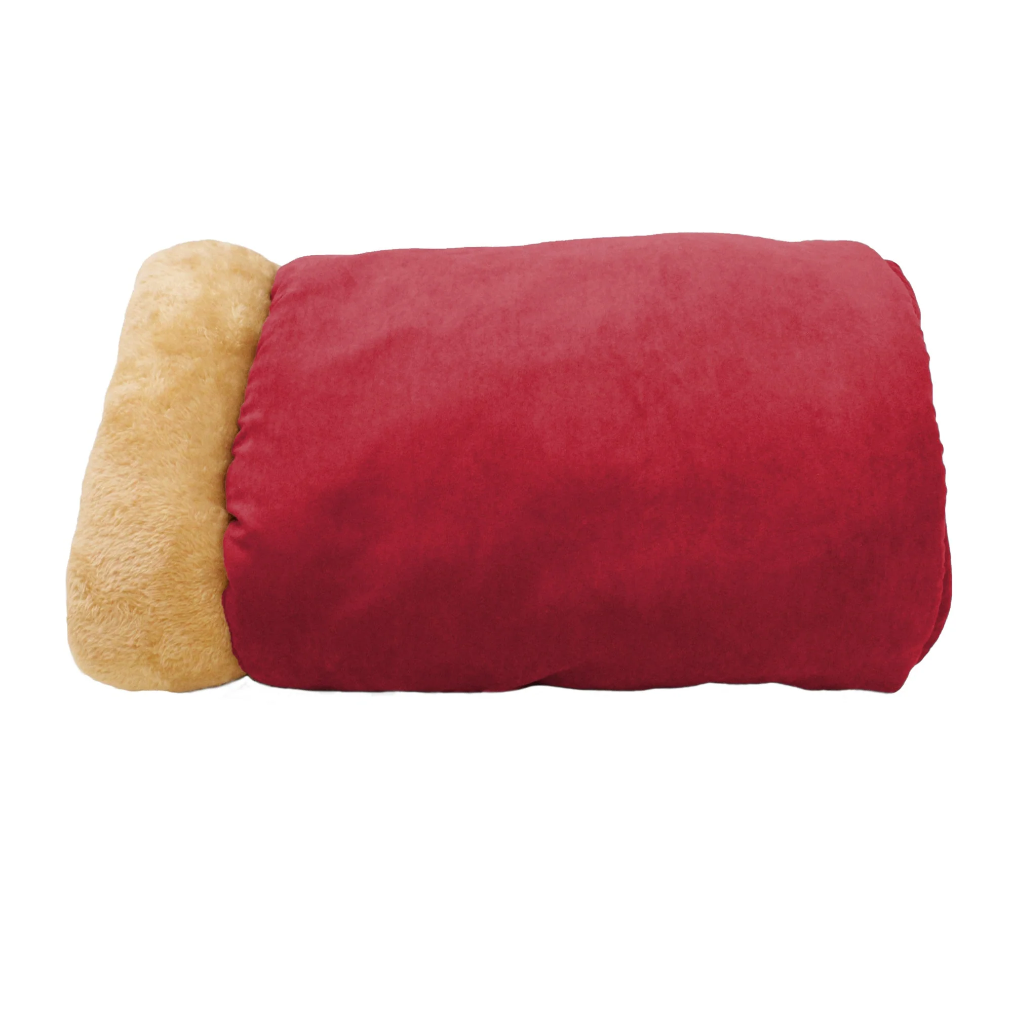 GOOPAWS 4 in 1 Self Warming Burrow Cat Bed Pet Cuddle Cave, Burgundy - Image 3